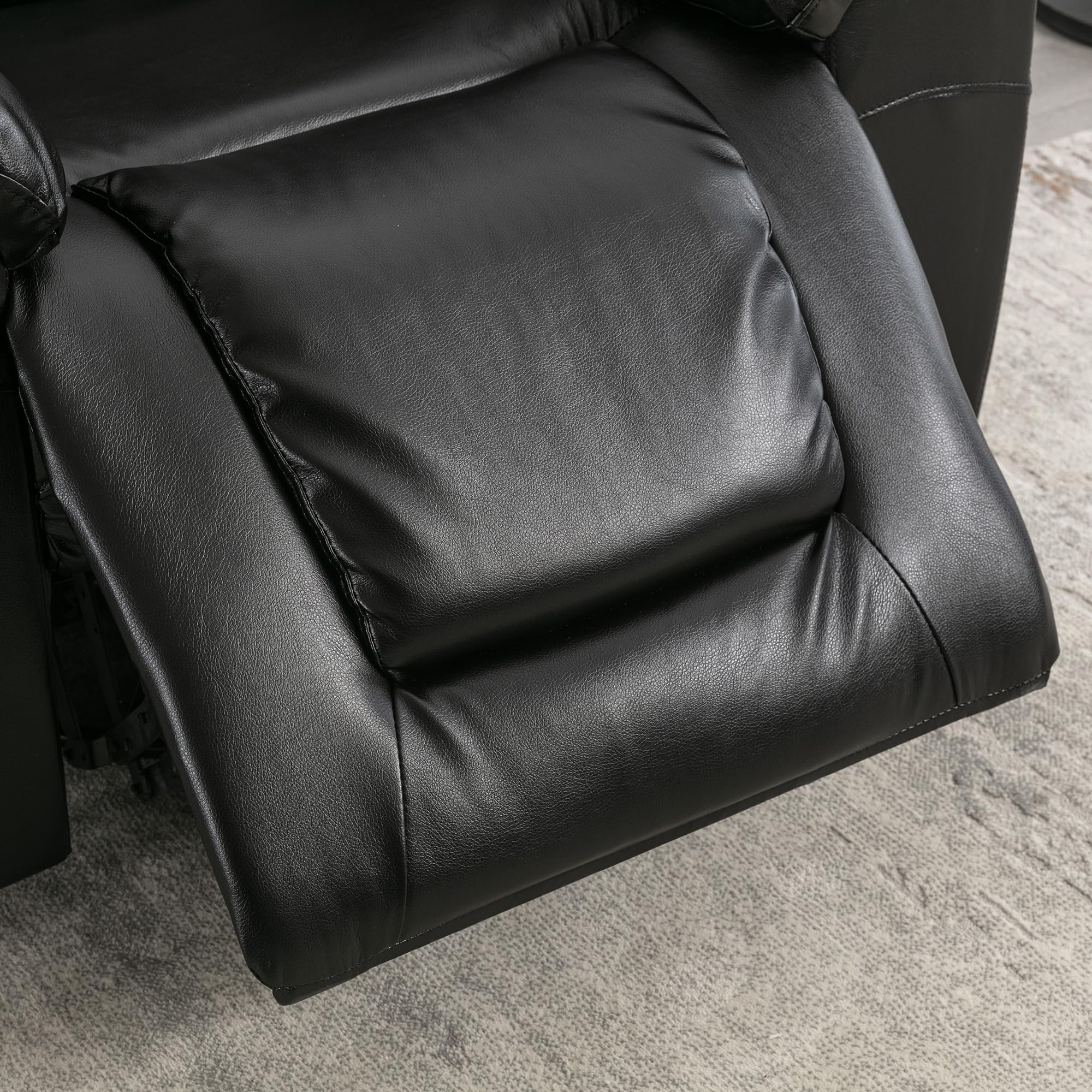 Premium PU Leather Manual Reclining Sofa with Storage & Cup Holders - Comfortable 2-Seater Living Room Furniture for Small Spaces, Modern Home Theater & Game Room Use - Black