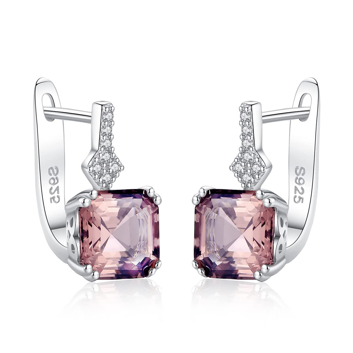 925 Sterling Silver Clear Crystals 7mm Cushion Cut Hypoallergenic Drop Earrings for Women & Girls | Elegant Dangle Jewelry for Parties, Weddings & Everyday Wear