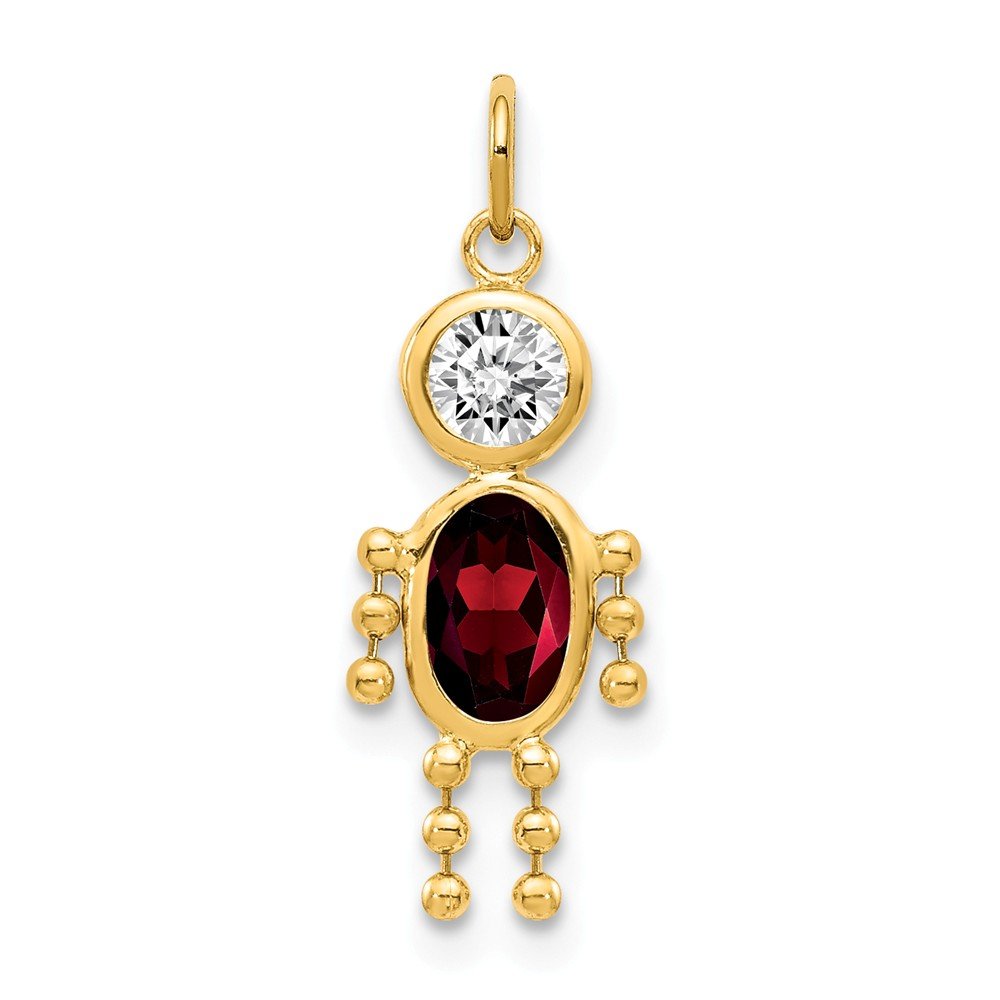 14K Yellow Gold January Birthstone Charm Pendant for Boys - 19mm x 9mm - Perfect for Birthdays, Christenings & Keepsake Jewelry Gifts