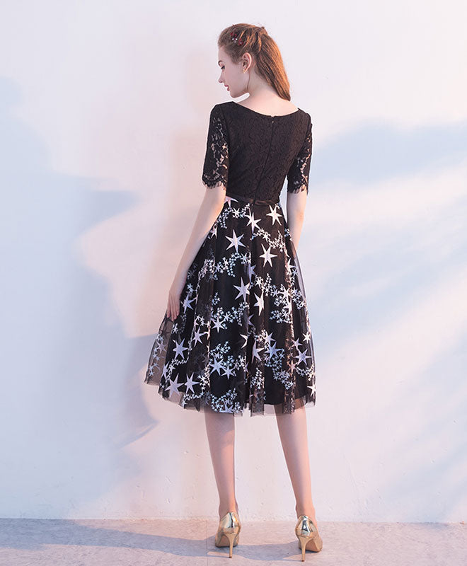 Elegant Black Lace Tulle Short Prom Dress for Homecoming - Perfect for Formal Dances, Parties & Special Occasions