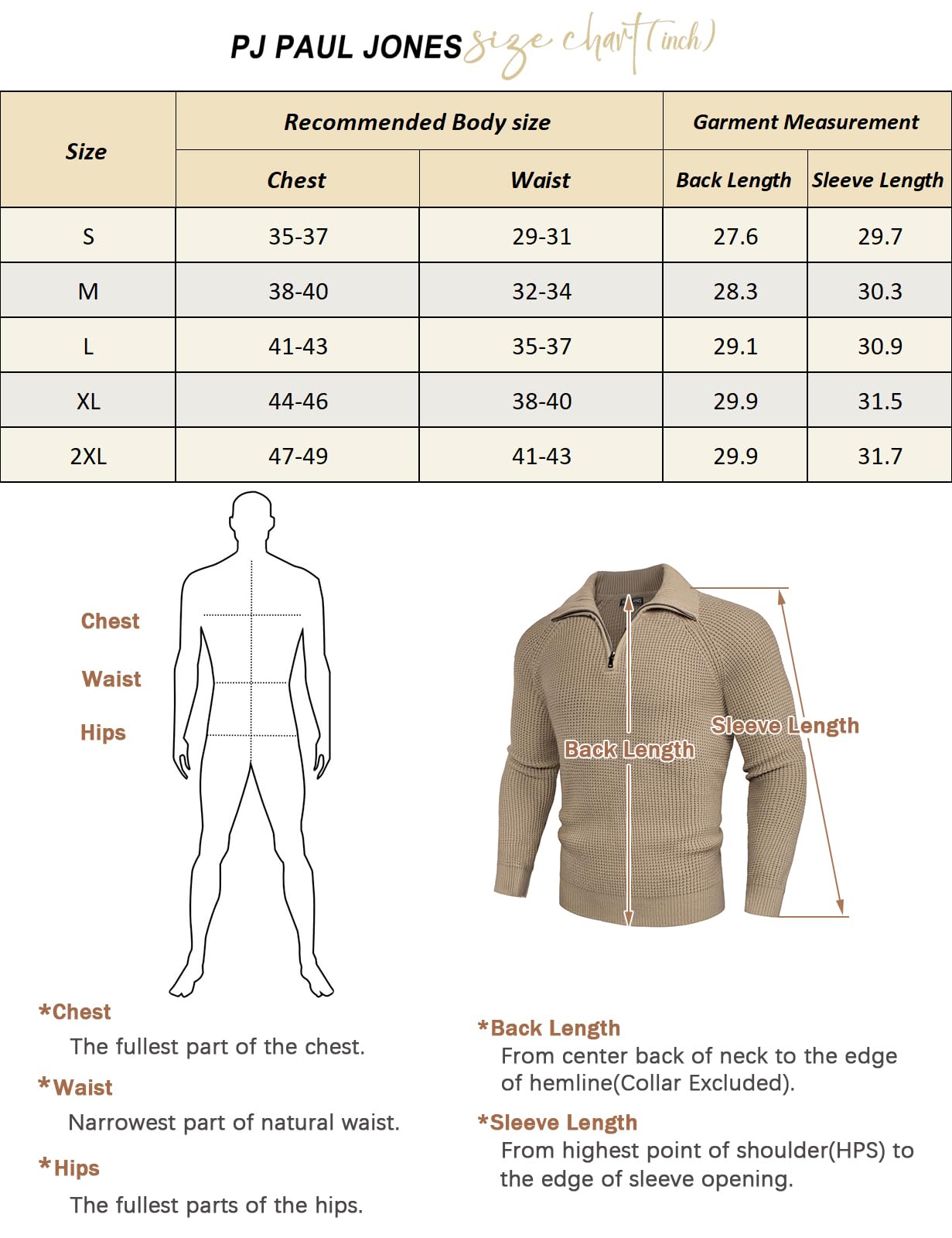 PJ PAUL JONES Men's Quarter Zip Pullover Sweater - Waffle Knit Textured Casual Loose Fit Oversized Sweatshirt - Perfect for Fall Winter Layering & Outdoor Activities