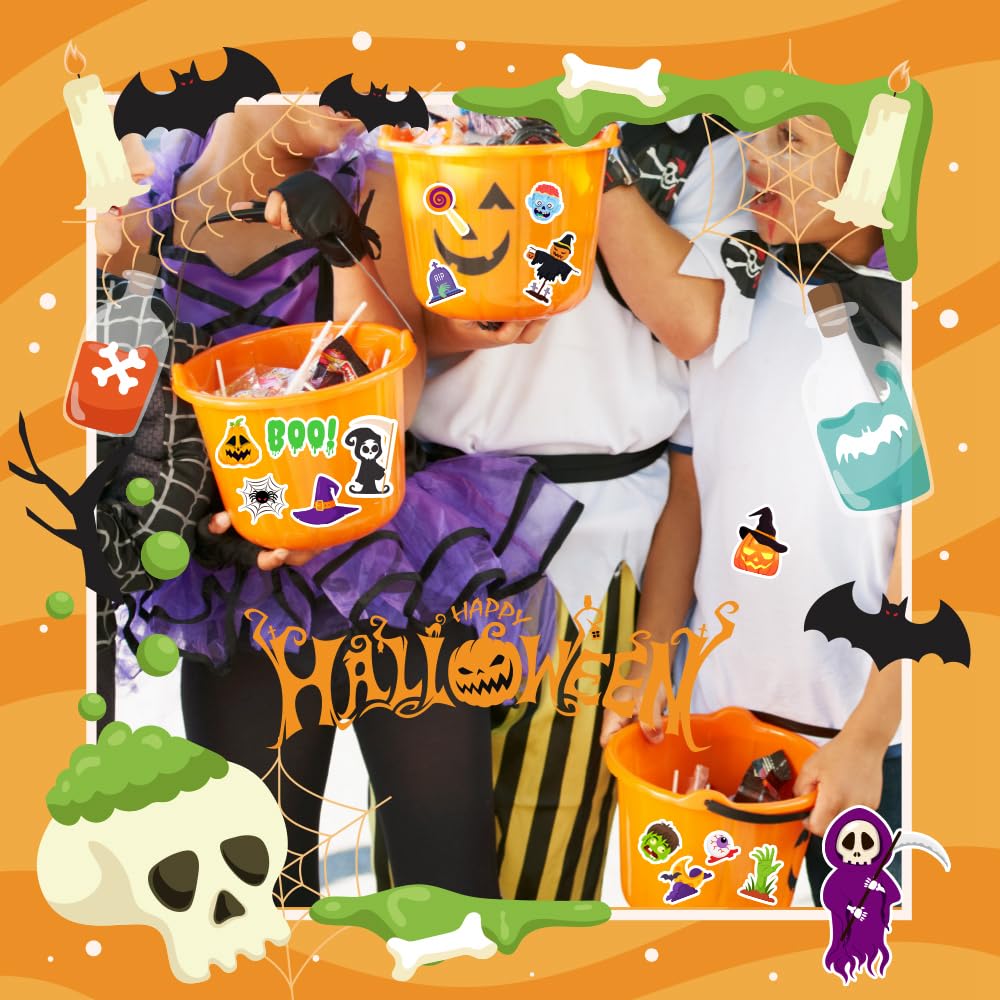120 Pcs Halloween Stickers for Kids - Waterproof, Non-Repeating Party Favors, Classroom Crafts & Decorations - Perfect for Halloween Parties, Trick or Treat Bags, Pumpkin Decor & School Activities