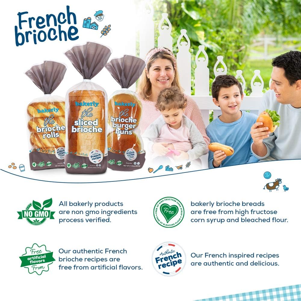 Bakerly Brioche Rolls - Pack of 4 (32 Count) | Soft & Buttery French Pastries | Perfect for Breakfast, Sandwiches & Holiday Gatherings