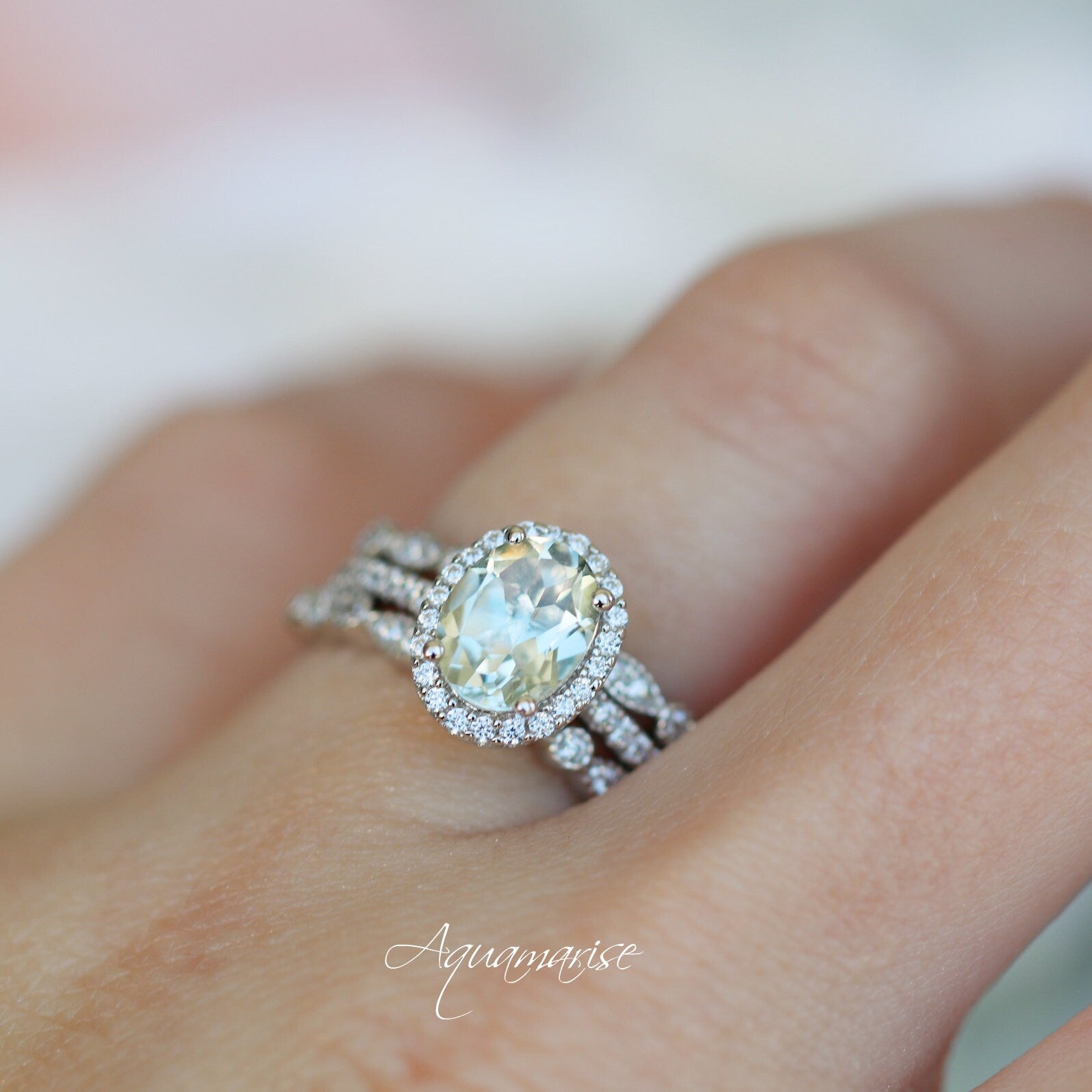 Natural Light Green Amethyst Sterling Silver Ring for Women - Elegant Iris Gemstone Jewelry for Everyday Wear & Special Occasions