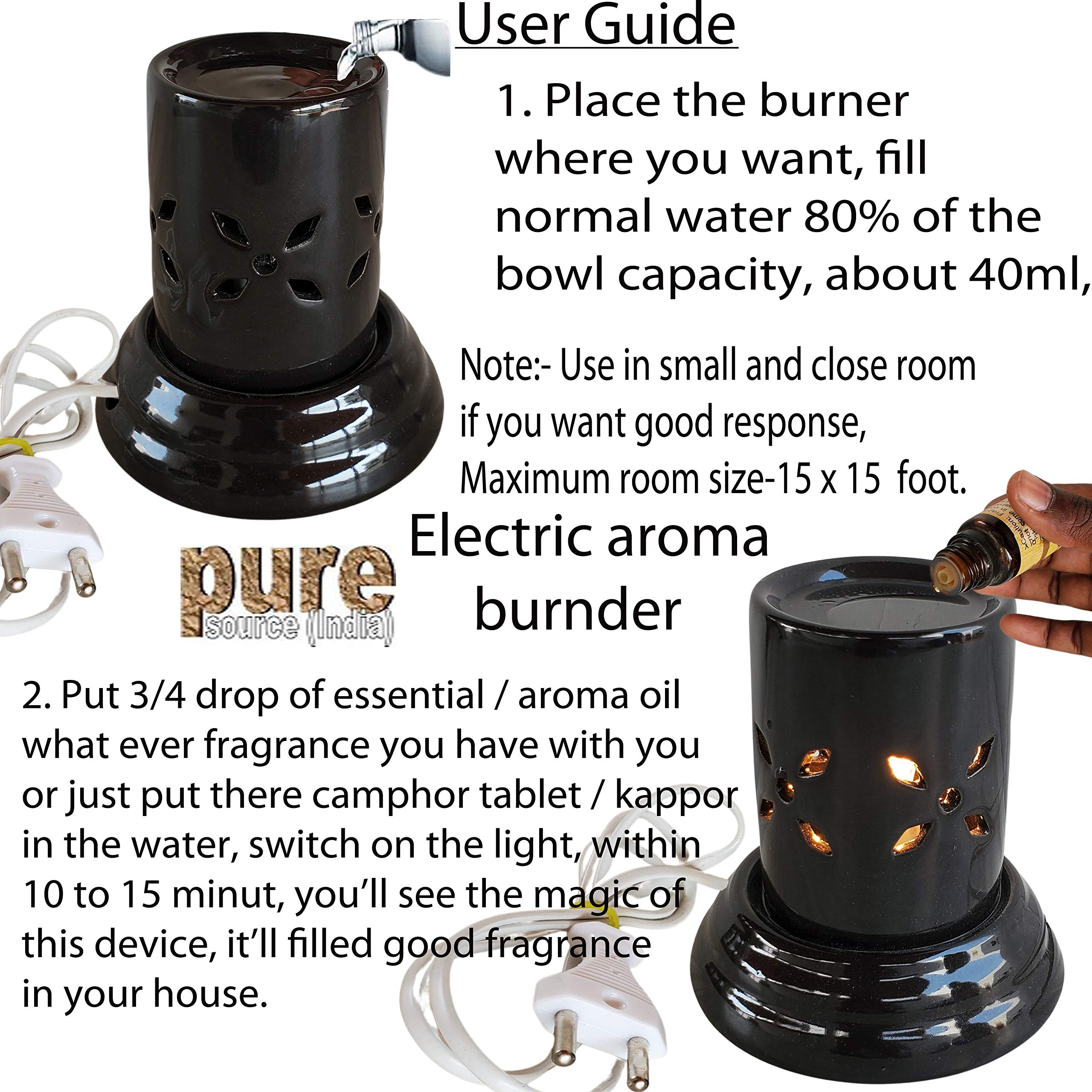 Pure Source India Ceramic Electric Oil Diffuser - 4.5 Inch Small Aromatherapy Diffuser for Home & Office (Black) | Perfect for Relaxation, Yoga & Stress Relief