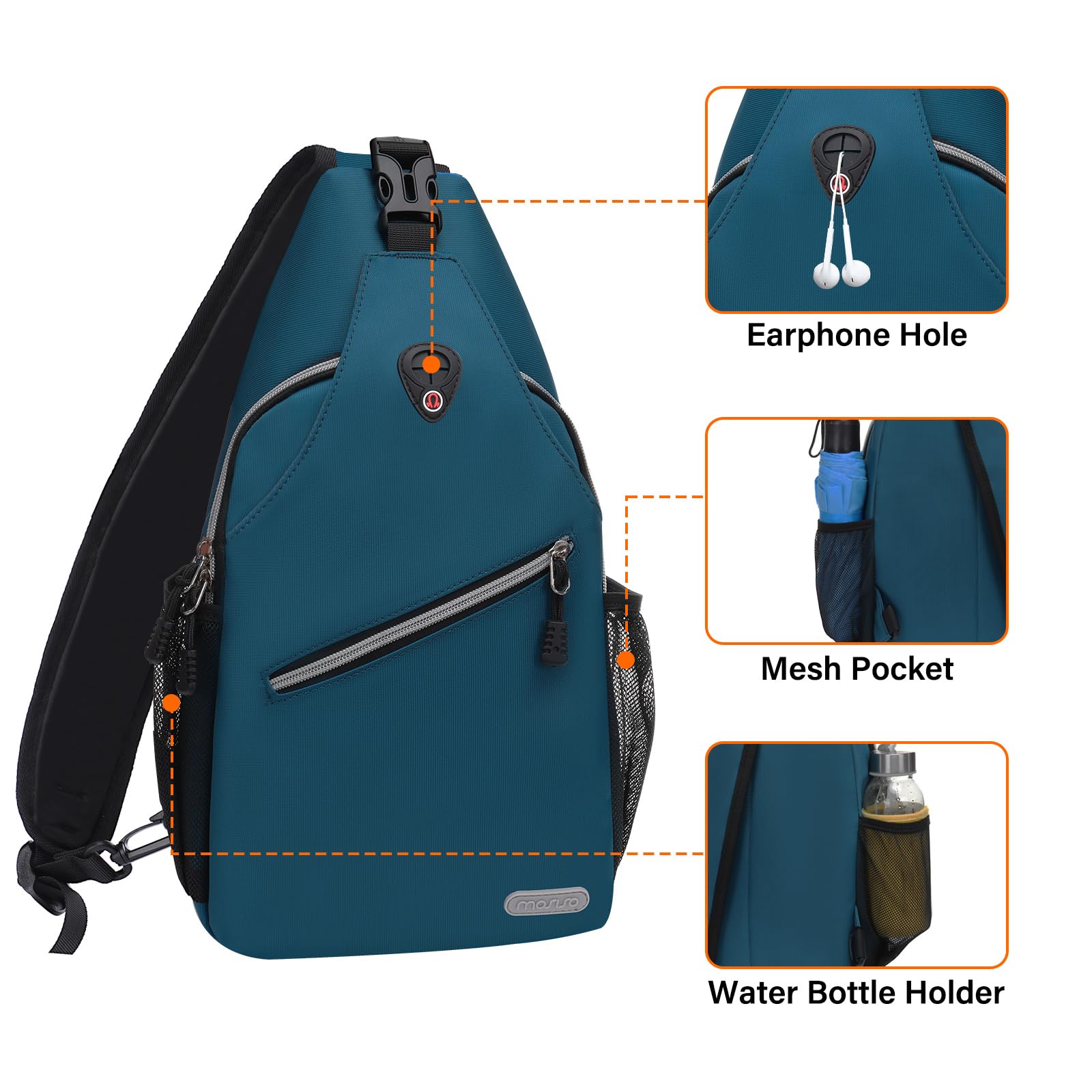 MOSISO Sling Backpack - Lightweight Crossbody Shoulder Bag for Travel, Hiking, Work & School | Water-Resistant Multipurpose Daypack for Men & Women | Perfect for Commuting, Gym & Outdoor Adventures