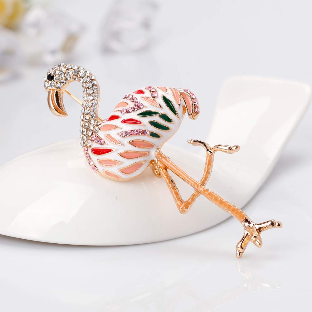 Sparkling Rhinestone Flamingo Brooch Pin for Women - Elegant Floral Corsage Jewelry for Dresses, Hats & Special Occasions