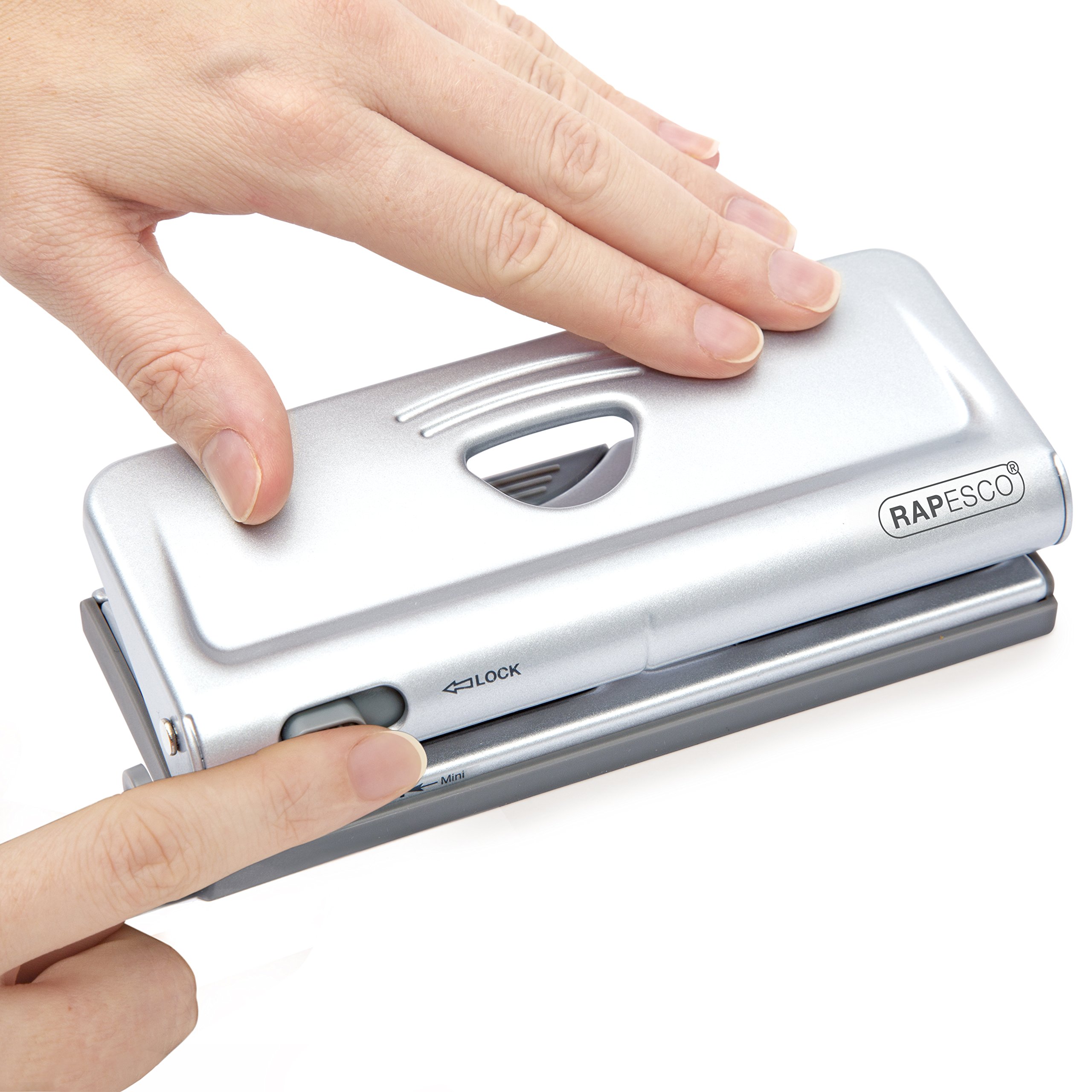 Rapesco 6-Hole Adjustable Paper Punch (1344) - Silver | Heavy Duty Hole Puncher for Binders, Reports & Office Documents | Ideal for Filing, Organizing & Office Use