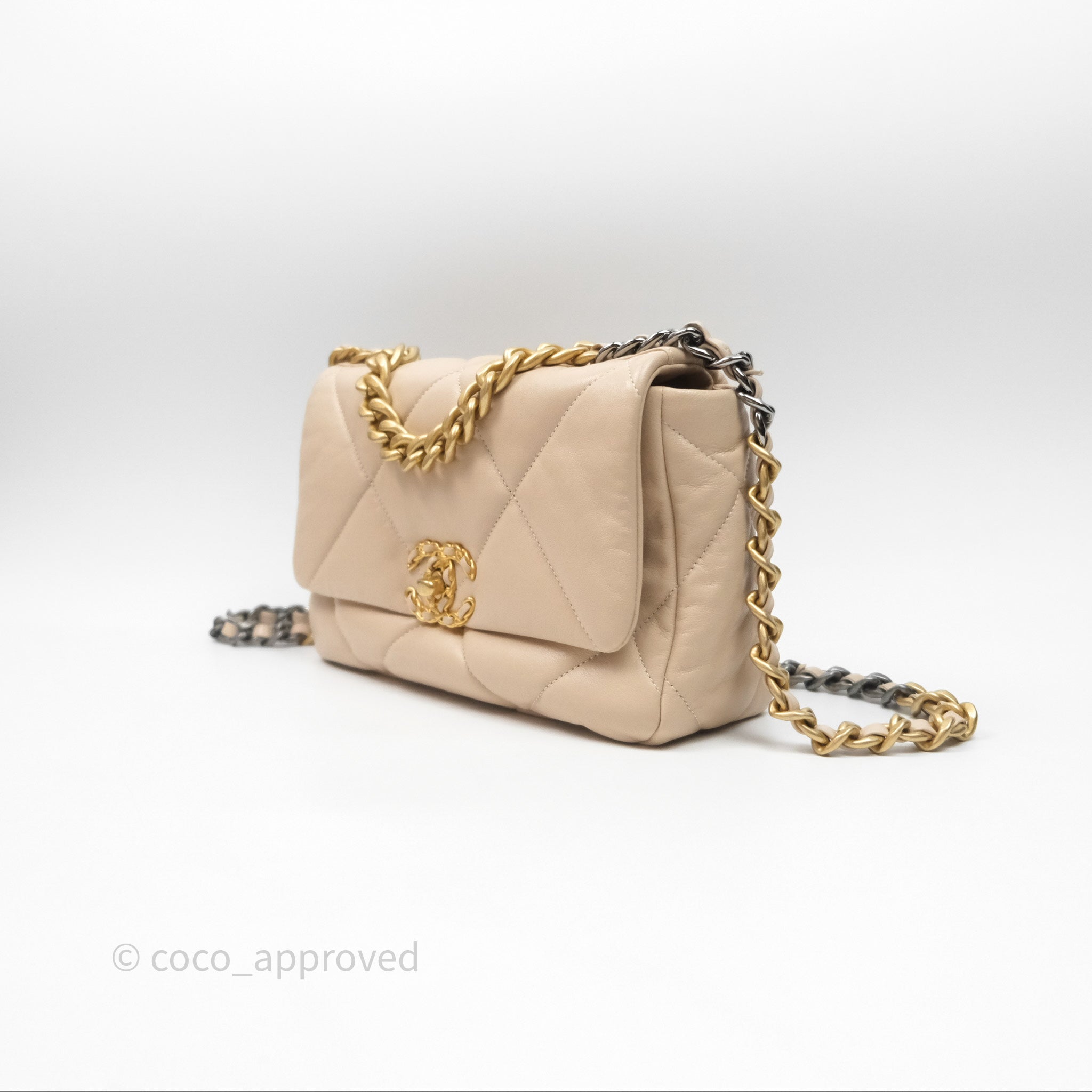 Chanel 19 Small Beige Mixed Hardware Flap Bag - Luxury Designer Handbag for Women | Perfect for Everyday Use, Office & Special Occasions