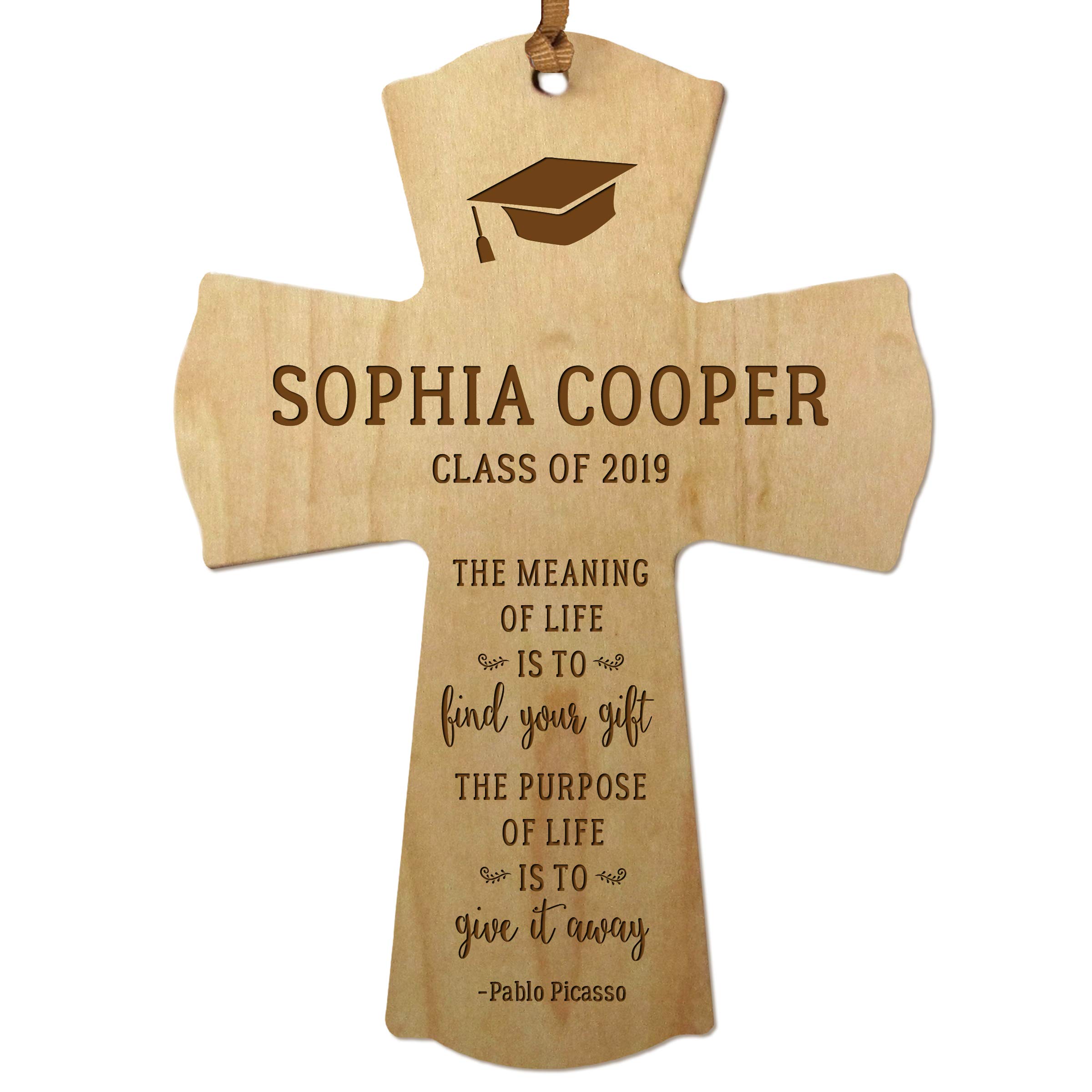Personalized LifeSong Milestones Wooden Cross - Unique Graduation Gift for Her, Him, Daughter or Son - 4x6 Inch Maple Wood Keepsake - Perfect for Graduation Party Decorations & Christian Home Décor