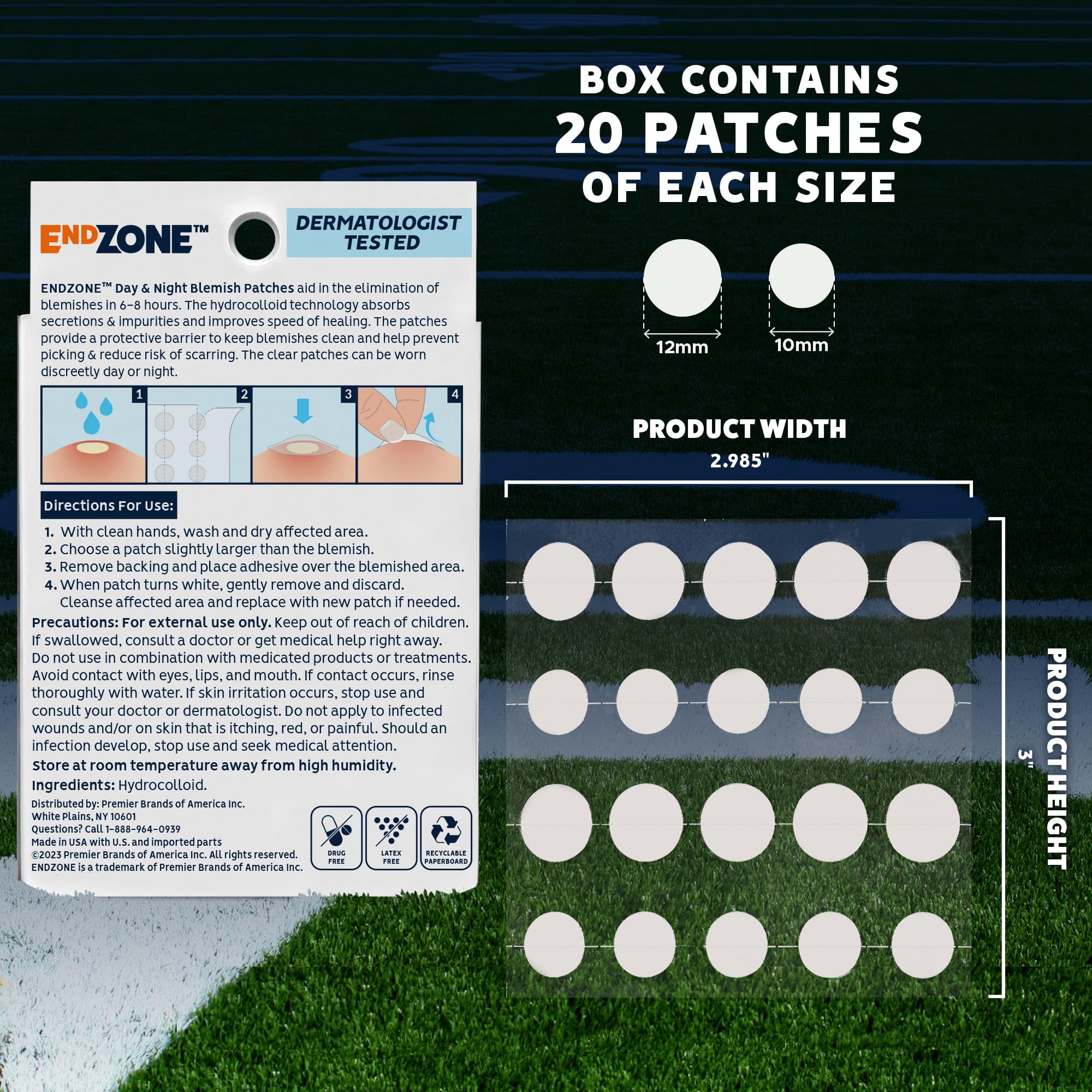 EndZone Day/Night Hydrocolloid Acne Patches - Fast Acting Pimple Treatment for Face & Body, Latex-Free & Vegan Friendly (40 Count) - Perfect for Overnight Spot Treatment & Daily Breakout Care