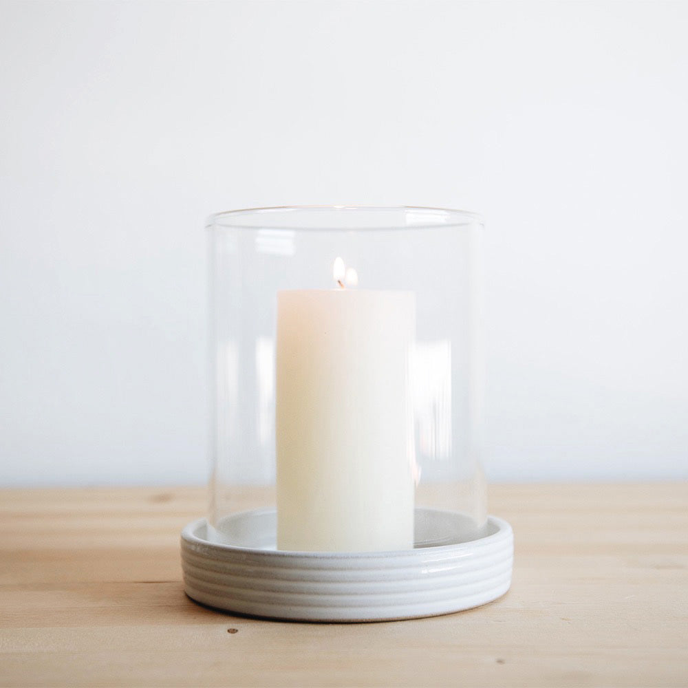 Handmade Stoneware Hurricane Candle Holder - Elegant Home Decor for Dining Table, Wedding Centerpiece & Cozy Living Room Ambiance