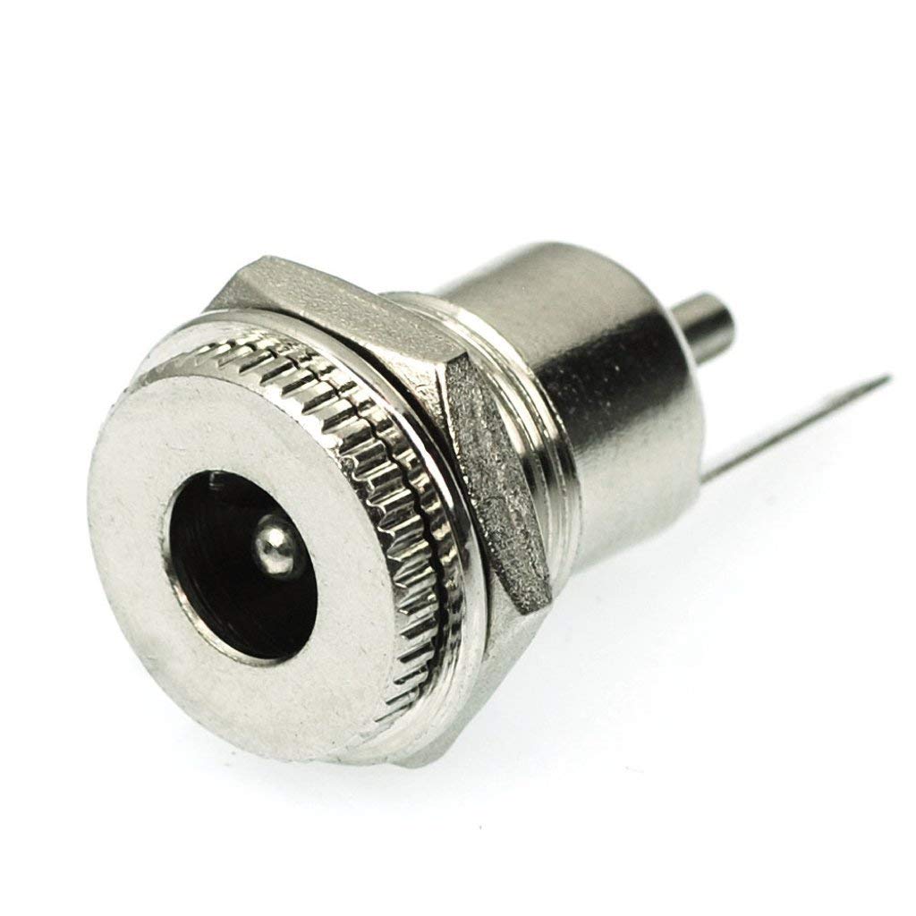 5.5x2.1mm DC Power Jack Socket - 10 Pack Threaded Female Panel Mount Connector Adapter for Electronics, CCTV, LED Strips & DIY Projects