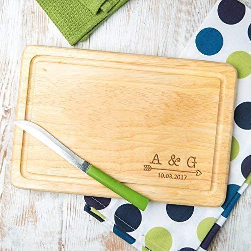 Personalized Engraved Slate Cheese Cutting Board - Custom Initial Gifts for Couples, Housewarming, Engagement - Perfect for Wine & Cheese Nights, Wedding Registry, Anniversary & Bridal Showers