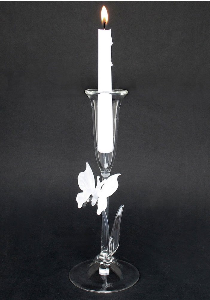 Elegant Glass Crystal Butterfly Wedding Taper Candle Holders - Romantic Decor for Weddings, Anniversaries & Special Events