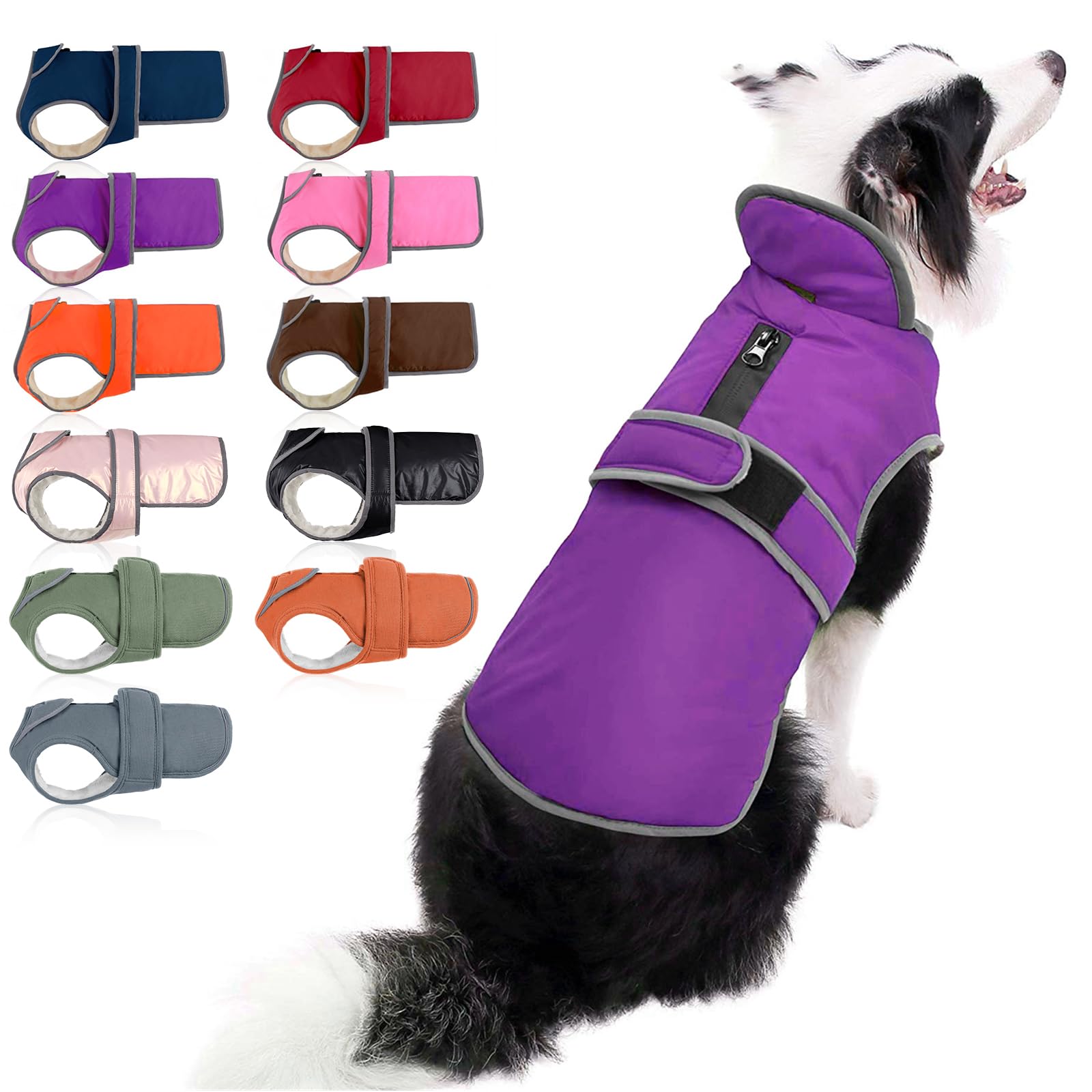 MIGOHI Reflective Waterproof Dog Coat - Warm Winter Jacket for Small Medium Large Dogs, Windproof Fleece-Lined Snowsuit with Reversible Stormguard Design - Perfect for Cold Weather, Snowy Walks & Outdoor Adventures