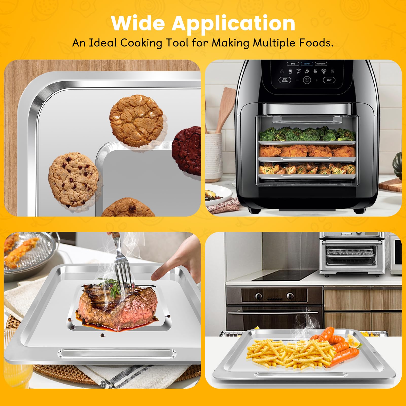 CHEFMAN 10 Quart Digital Air Fryer Replacement Grill Pan - 9.4 x 8.8 Inch Nonstick Crisper Plate & Rack Tray - Dishwasher Safe Food Grade Accessory for Air Frying, Grilling & Roasting - Perfect for Chicken Wings, Vegetables & Family Meals