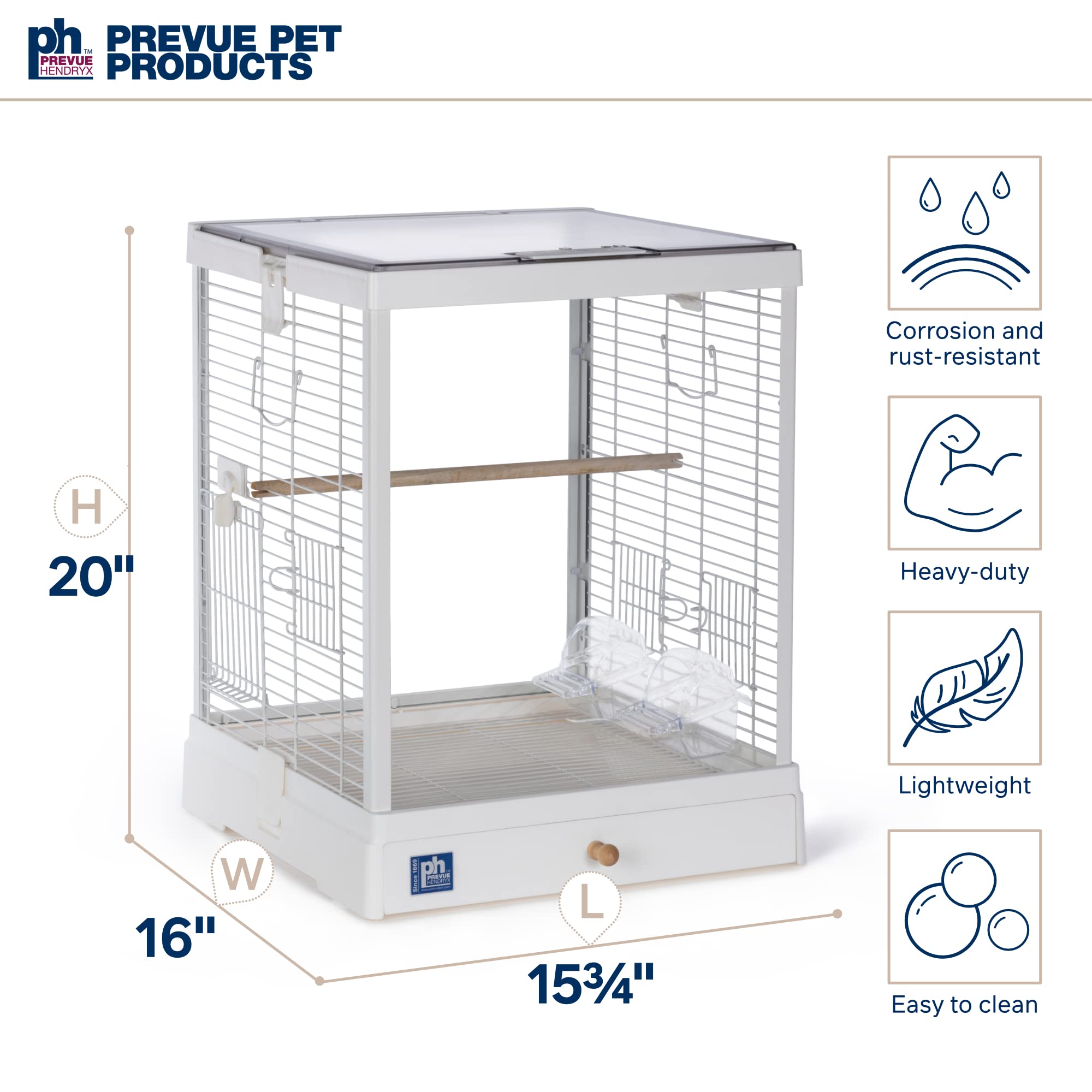 Prevue Pet Products Clear View Glass Bird Cage - Crystal Palace for Small Birds with White Frame | Perfect for Parakeets, Finches & Canaries at Home or Office