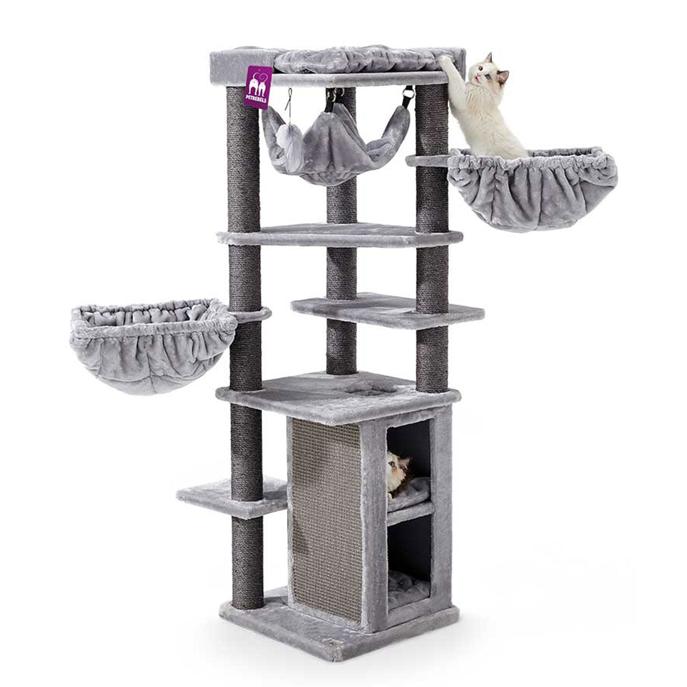 Premium 158cm Cat Tree for Large Cats - Kings & Queens Ramses Cat Tower with Scratching Posts & Perches - Perfect for Indoor Play & Climbing for Your Feline Friend