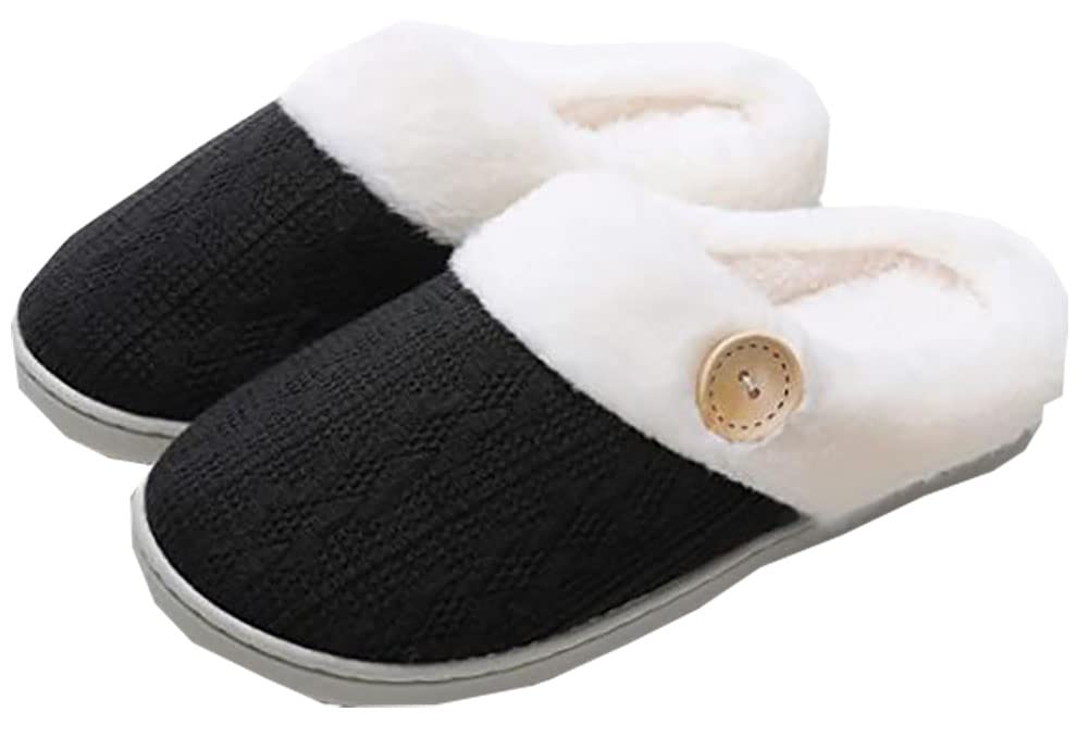 Women's Fuzzy House Slippers with Memory Foam & Rubber Sole - Warm Comfy Slip-On Shoes for Indoor/Outdoor Use - Perfect for Bedroom, Lounge, and Casual Wear