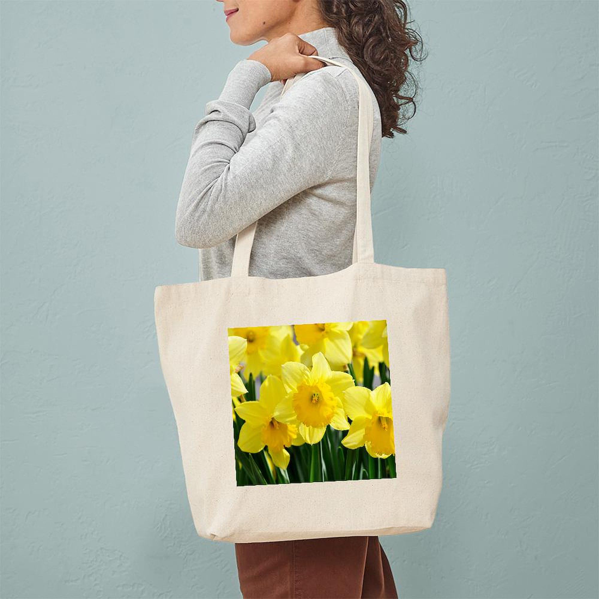 Trumpet Daffodil Canvas Tote Bag - Natural Reusable Shopping Bag for Groceries, Beach & Daily Use | Eco-Friendly Cotton Carryall