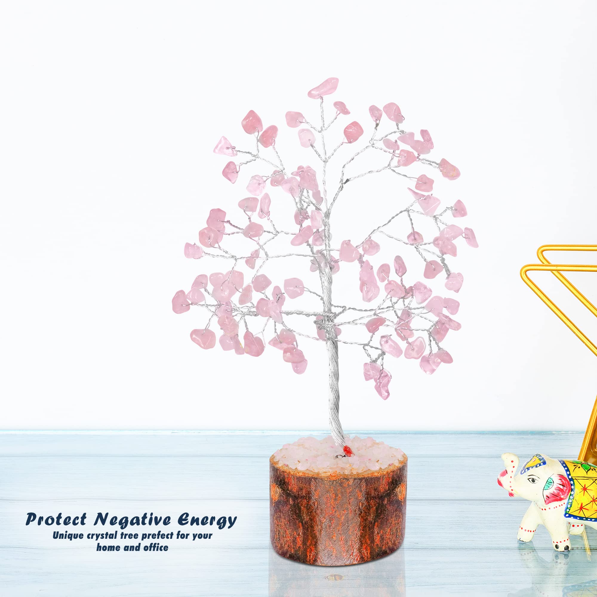 YATHABI Rose Quartz Crystal Tree for Positive Energy & Wealth - Feng Shui Money Tree for Home & Office Decor - Chakra Healing Bonsai Gift for Meditation & Spiritual Growth