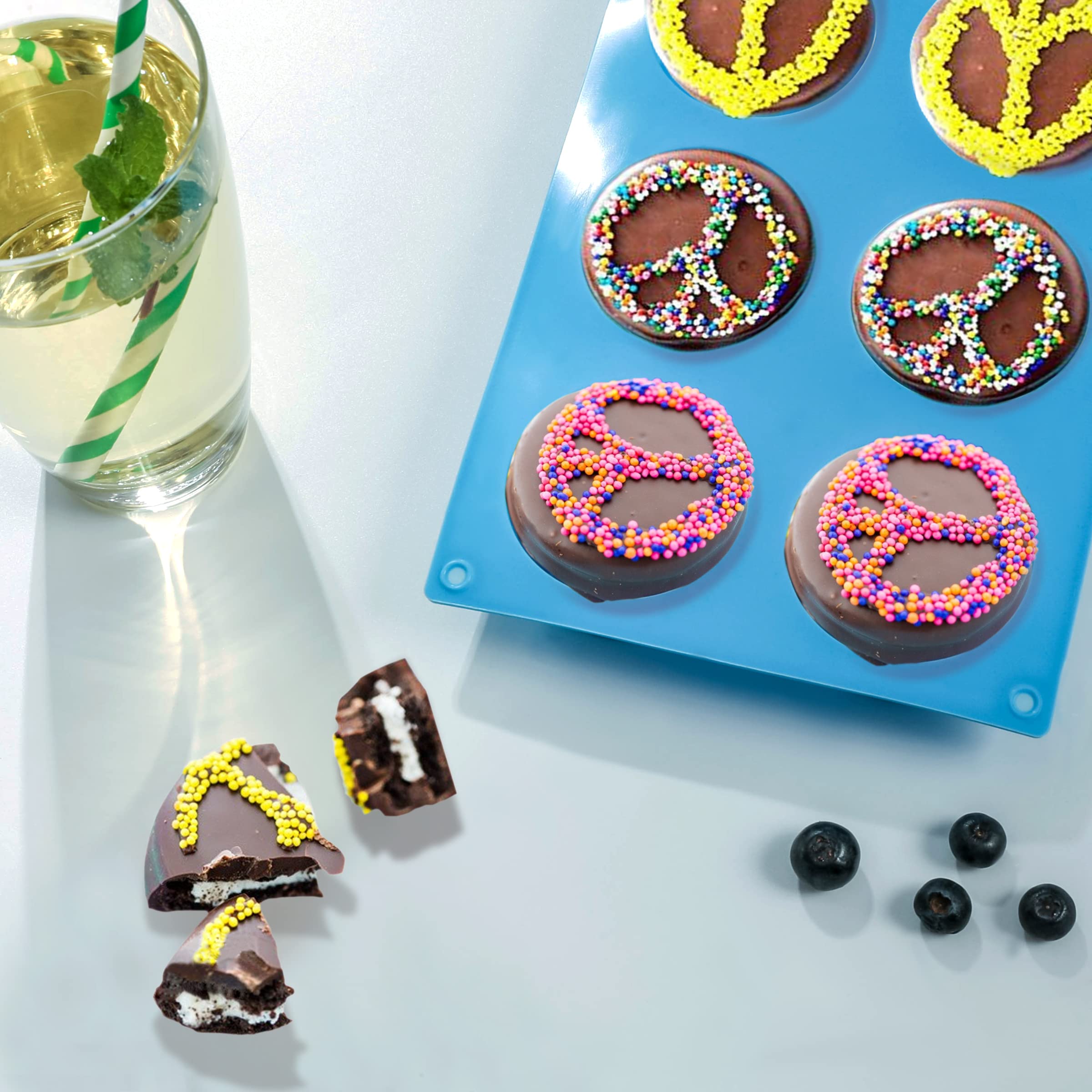 TDHDIKE 4-Piece Silicone Round Cylinder Candy & Chocolate Molds Set - Reusable Baking Molds for Chocolate Covered Treats, Cupcakes, Candies, Puddings & Mini Soap Making (Blue/Pink) - Perfect for Home Baking, Party Desserts & DIY Crafts