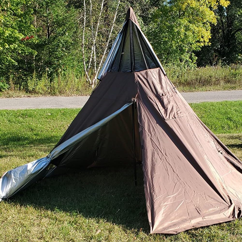 Latourreg Portable Waterproof 5-Person Camping Tent - Lightweight Pyramid Teepee Tent with Stove Jack for Outdoor Adventures, Hiking, Backpacking & Family Camping Trips