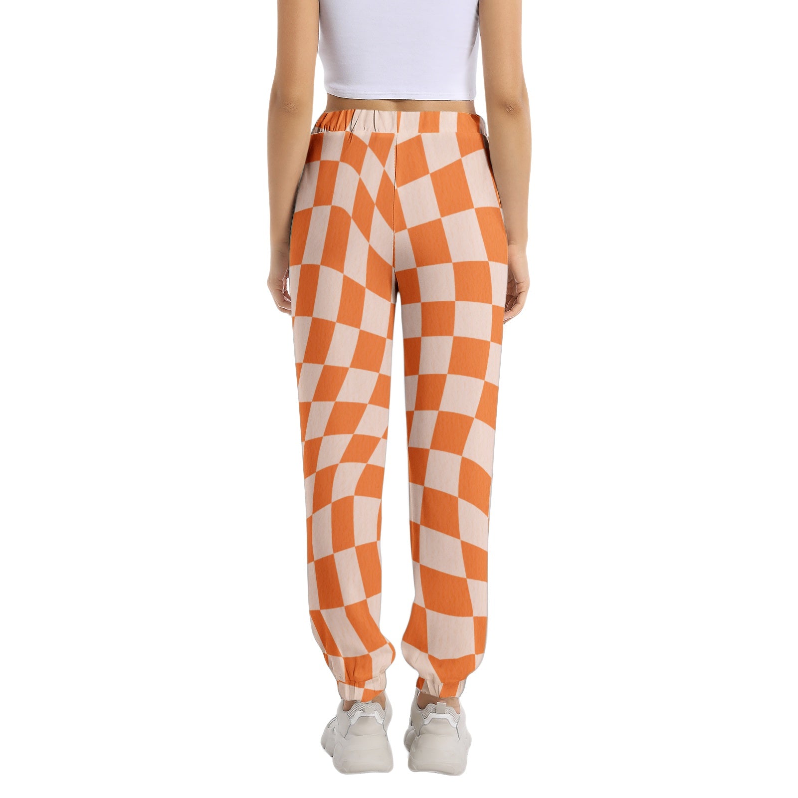 Retro Checkered Elastic Waist Tapered Sweatpants for Women - Comfortable Lounge Pants for Yoga, Running & Casual Wear