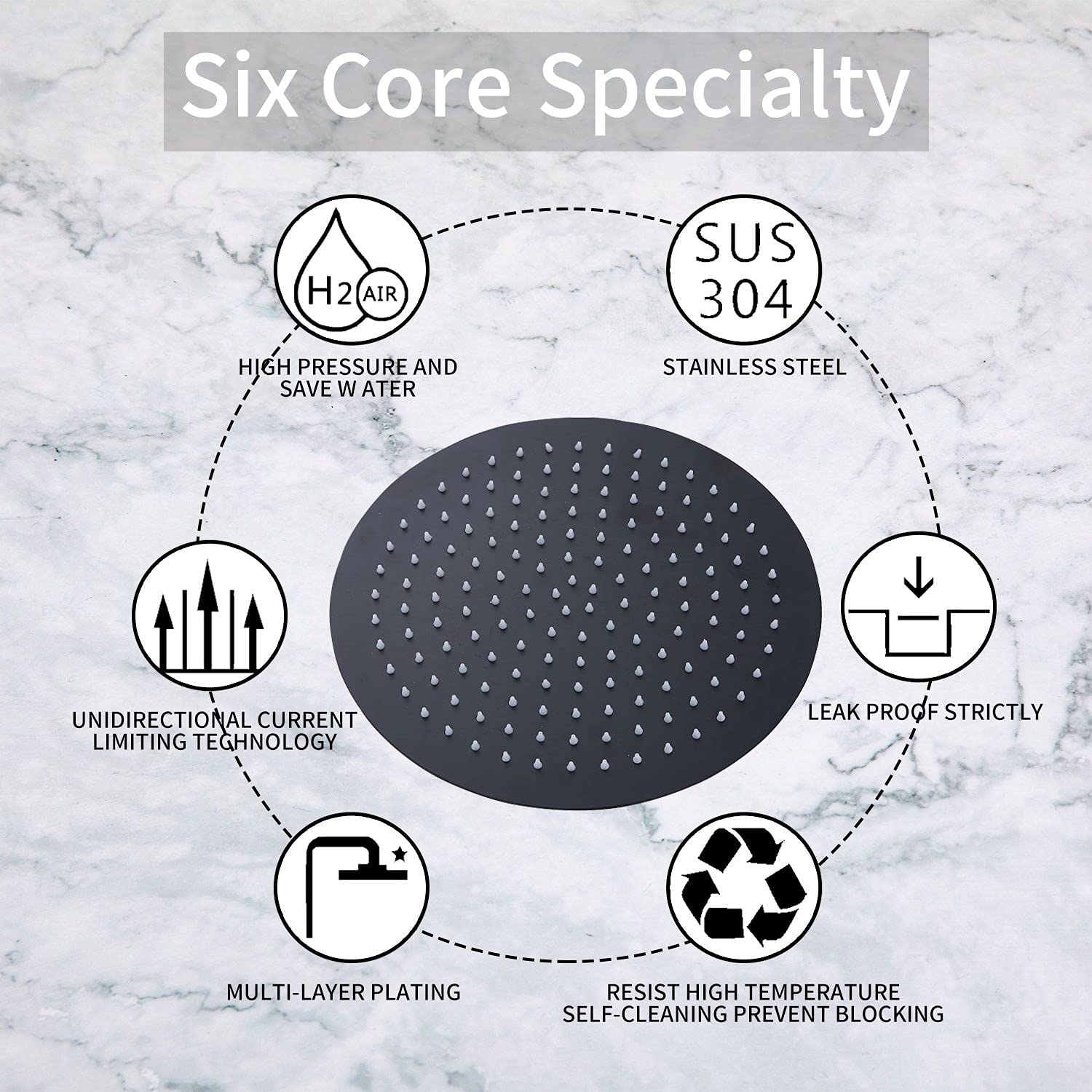 16 Inch Stainless Steel Black Rain Shower Head - High Pressure Rainfall Shower Head for Luxurious Bathroom Experience - Perfect for Spa-Like Relaxation & Modern Bathroom Upgrade