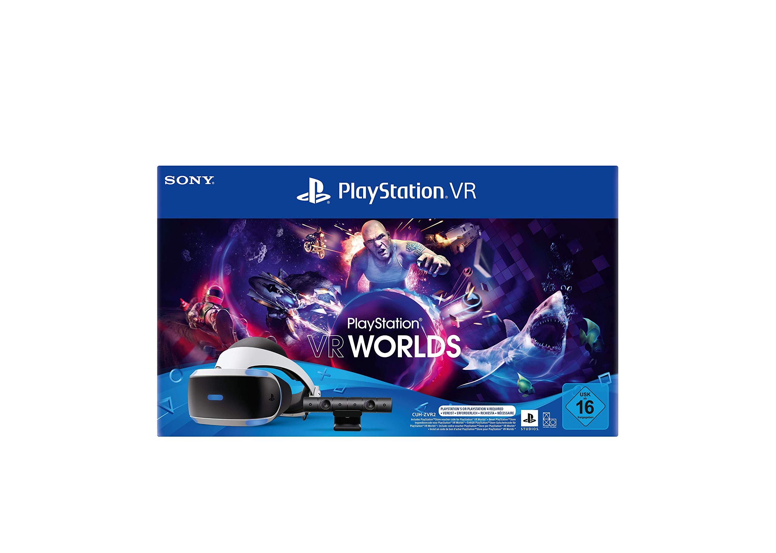 PlayStation 4 VR Starter Kit with VR Headset, Camera, Camera Adapter & VR Worlds Voucher - Immersive Gaming Experience for PS4 Virtual Reality Adventures