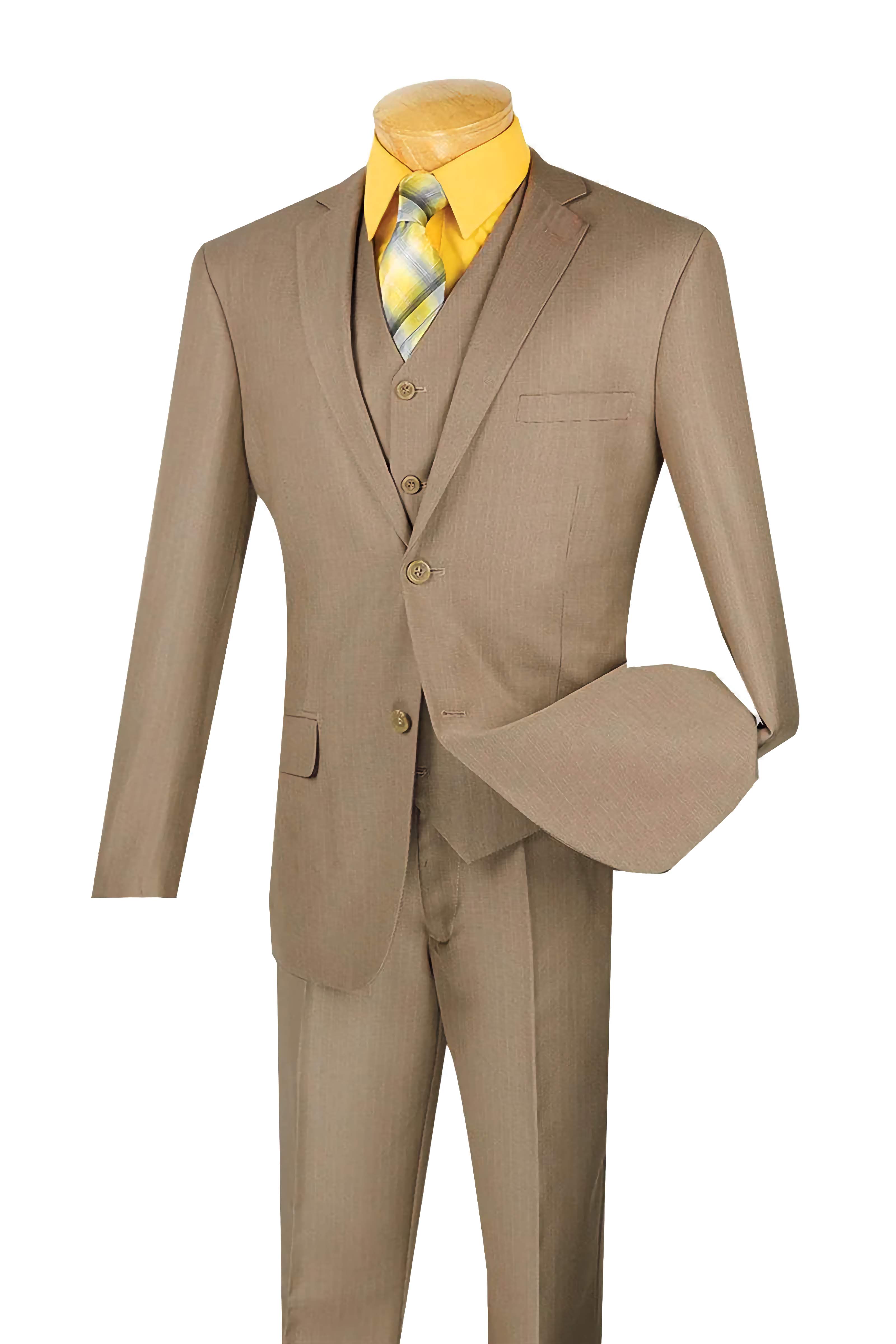 Premium Slim Fit Textured 3-Piece Suit with 2 Buttons in Beige | Formal Business Attire for Weddings, Office & Special Events