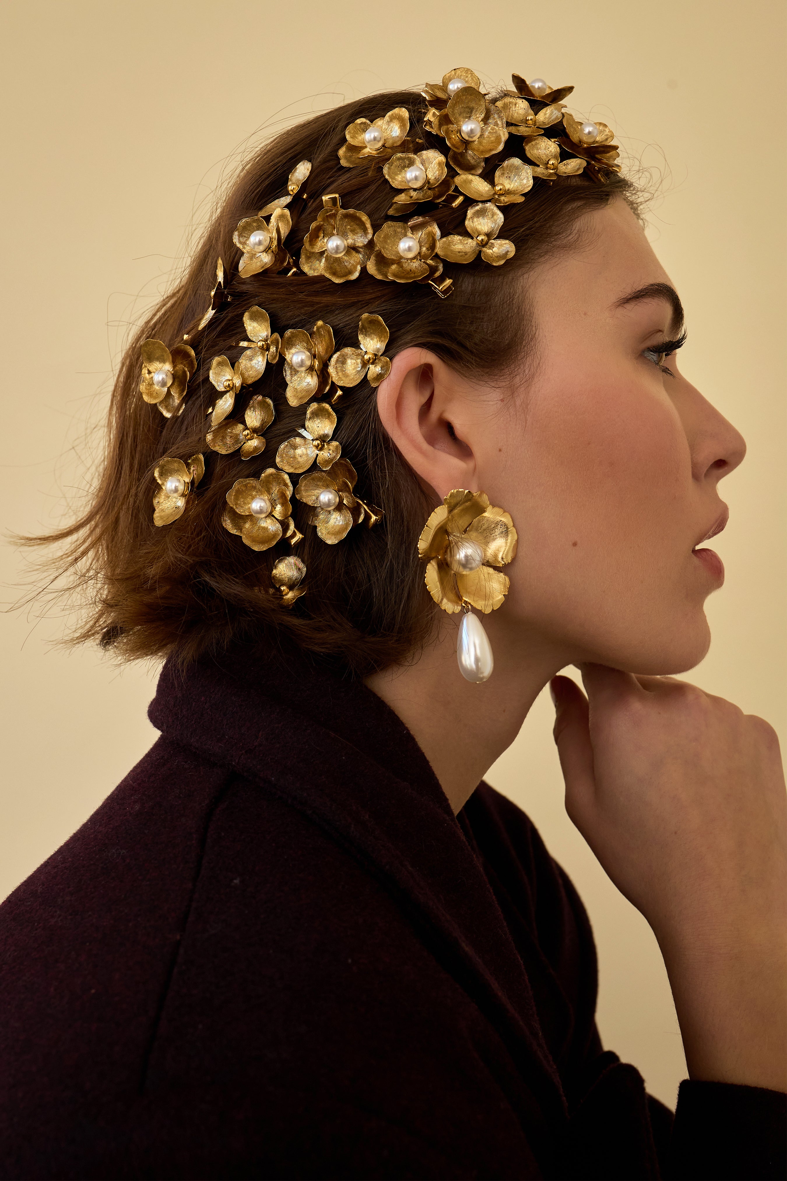 Eden Floral Pearl Hair Clips Set of 2 - Elegant Hair Accessories for Women & Girls - Perfect for Weddings, Parties & Everyday Wear