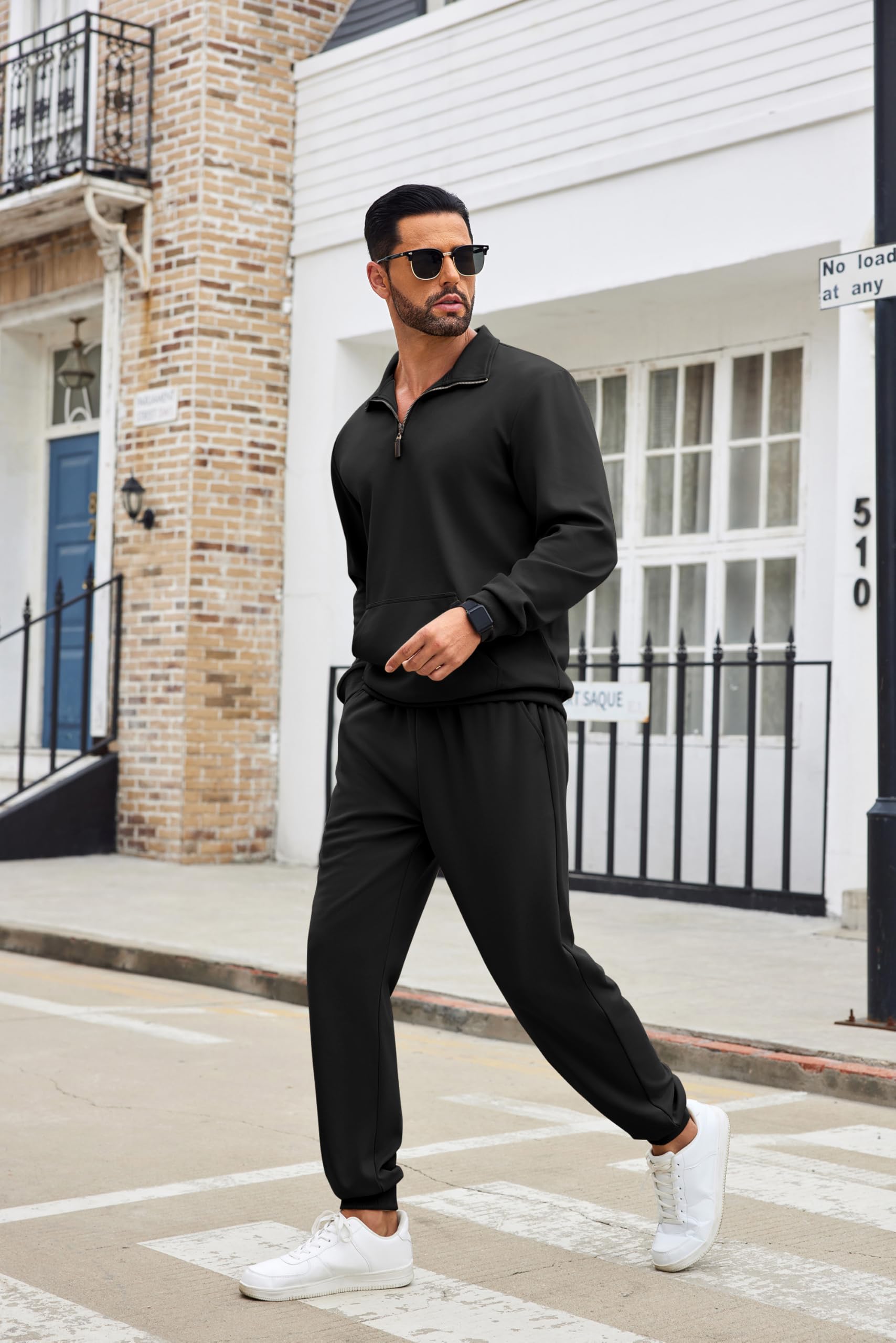COOFANDY Men's 2 Piece Tracksuit Set - Quarter Zip Athletic Jogging Sweatsuit for Running, Gym & Casual Wear | Lightweight & Comfortable Workout Outfit
