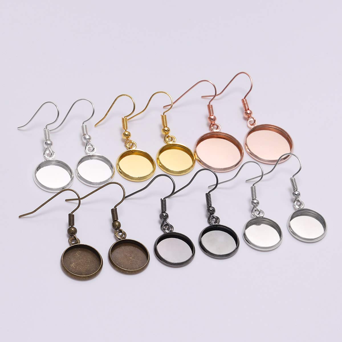 10 Pcs Stainless Steel Earring Wire Hooks for 20mm Cabochon Settings - DIY Jewelry Making Supplies (Rhodium Plated) | Perfect for Handmade Earrings, Pendants & Craft Projects