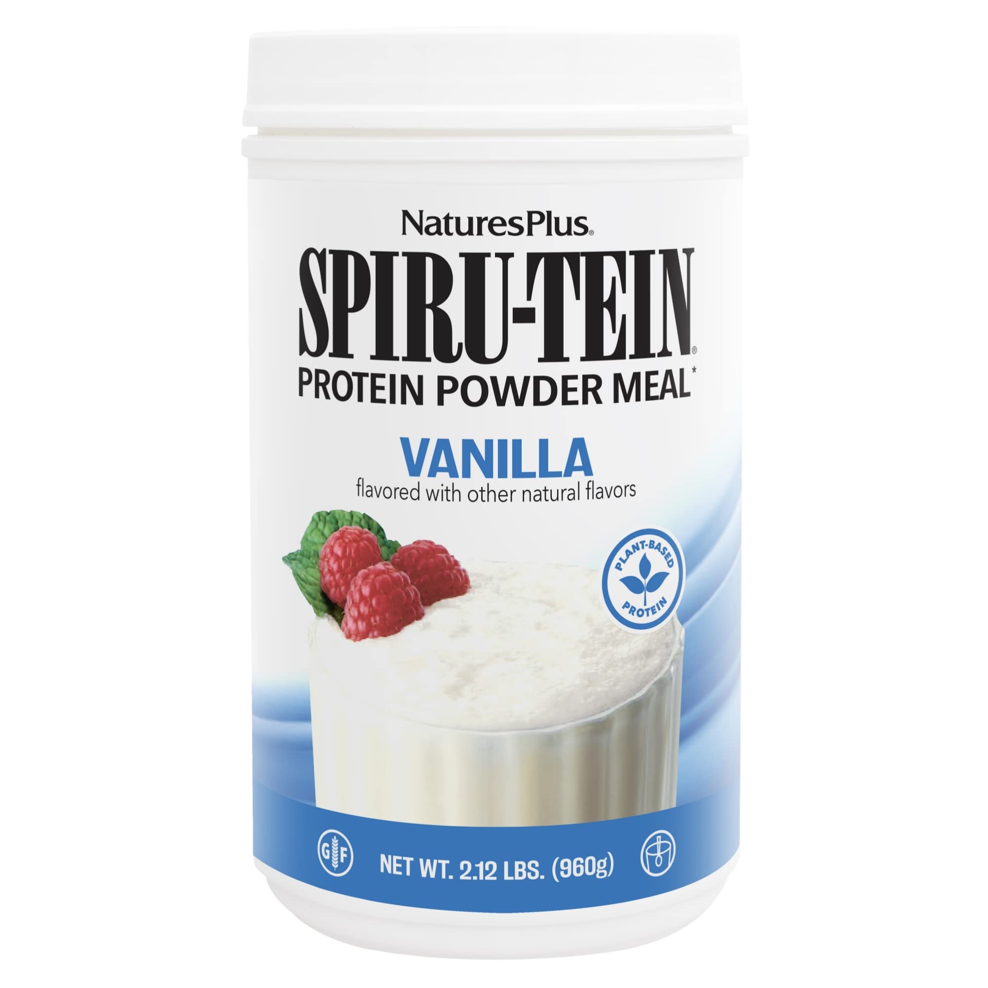 NaturesPlus SPIRU-TEIN Vanilla Protein Powder - 2.12 lbs Spirulina Protein with Vitamins & Minerals for Energy - Vegetarian & Gluten Free (32 Servings) - Perfect for Post-Workout Recovery & Healthy Smoothies