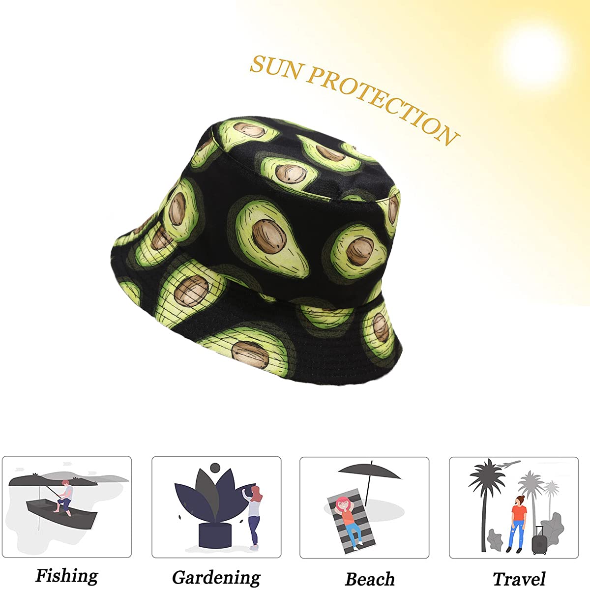 Seven Wolves Women's Reversible Summer Sun Bucket Hat - UPF 50+ UV Protection Wide Brim Fisherman Beach Hat for Travel, Outdoor, Gardening & Vacation