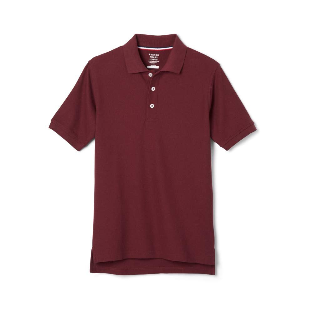 French Toast Unisex Short Sleeve Pique Knit School Uniform Shirt - Burgundy (31953-18) for Kids & Teens - Perfect for Class, Picture Day & School Events