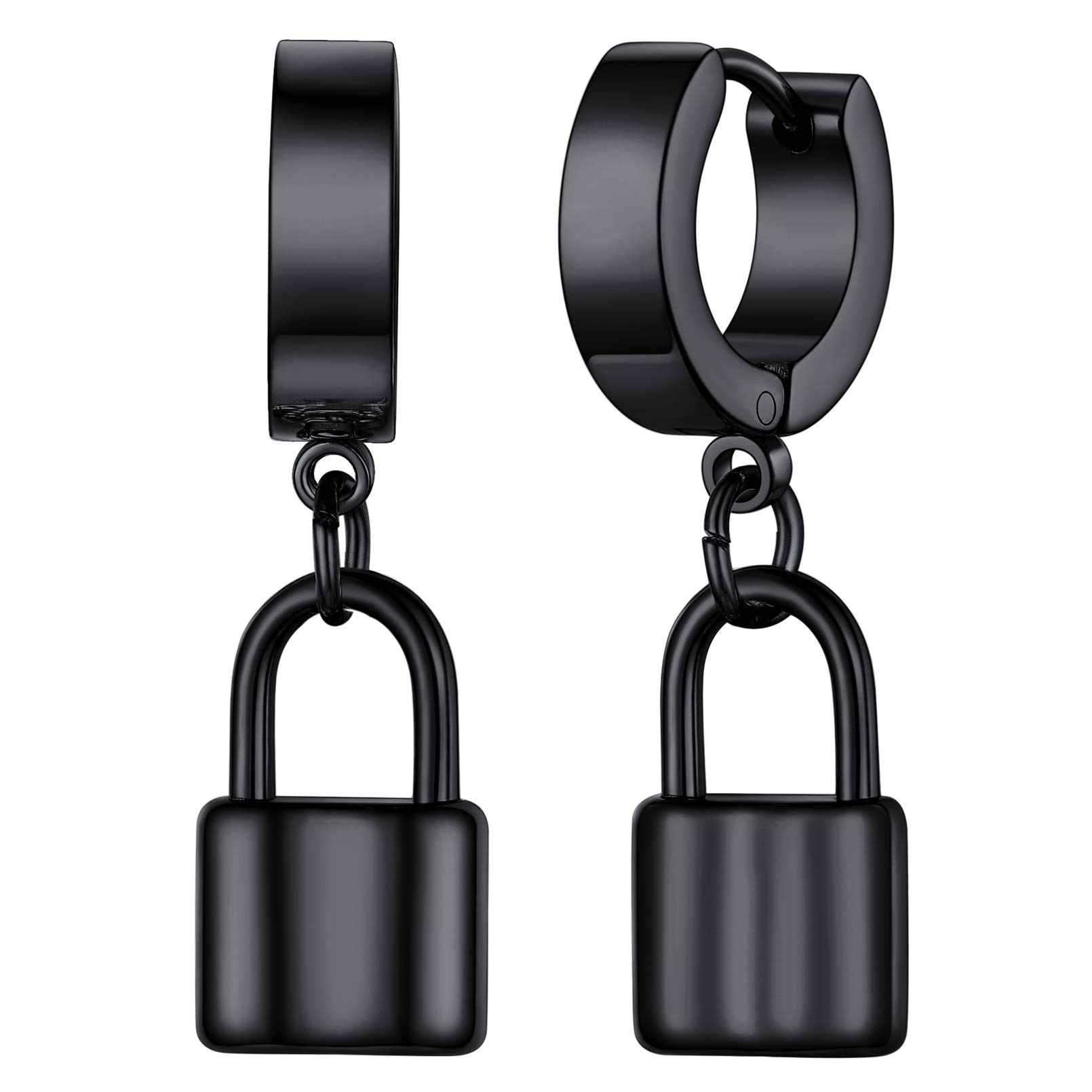 FaithHeart Women's Black Hoop Earrings - Stainless Steel Huggie Hoop Earrings for Women, Lightweight Drop Dangle Earrings with Gift Box - Perfect for Everyday Wear, Parties & Gifts