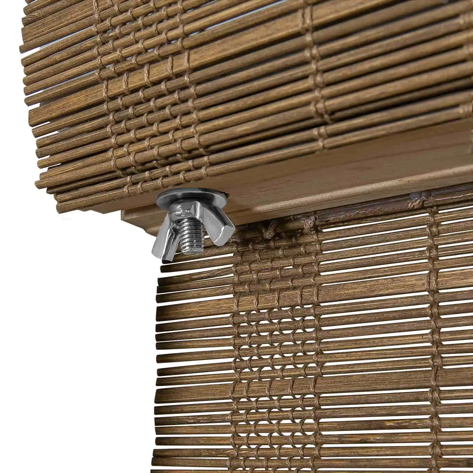 Rae Natural Bamboo Woven Window Shade - Autumn Leaves Design - Eco-Friendly Room Darkening Blinds for Living Room & Bedroom