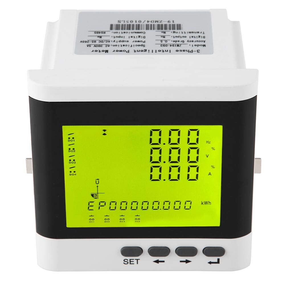 Oumefar High Precision Digital LED 3 Phase Power Meter - Programmable Watt, Volt, Amp Energy Monitor with LCD Display for Industrial & Home Electrical Systems - Perfect for Solar Panels, Generators, and Power Distribution Monitoring