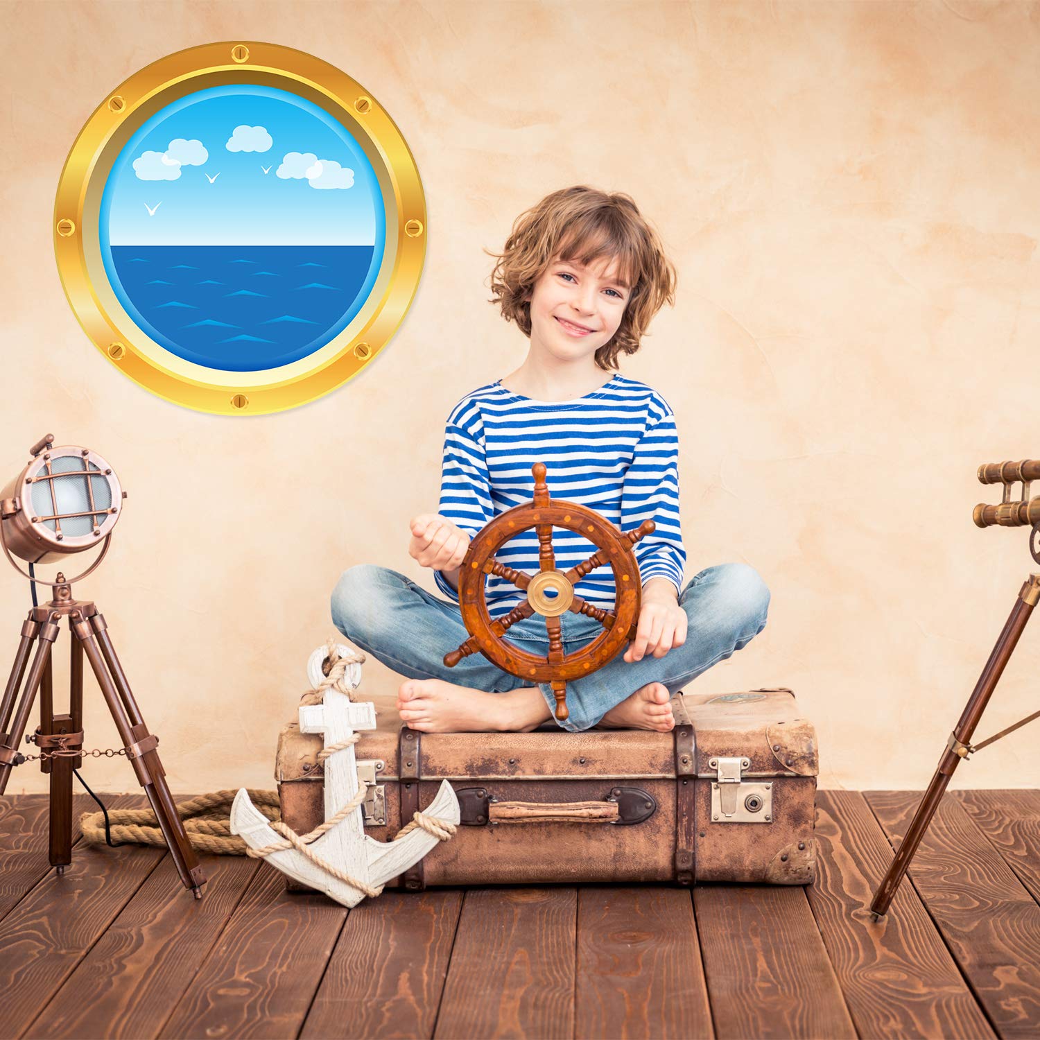 Outus Cruise Ship Porthole Stickers - Nautical Wall & Window Decals for Cruise Themed Parties, Birthday Decor, Carnival & Room Decorations | Perfect for Cruise Cabin, Kids Bedroom & Nautical Events