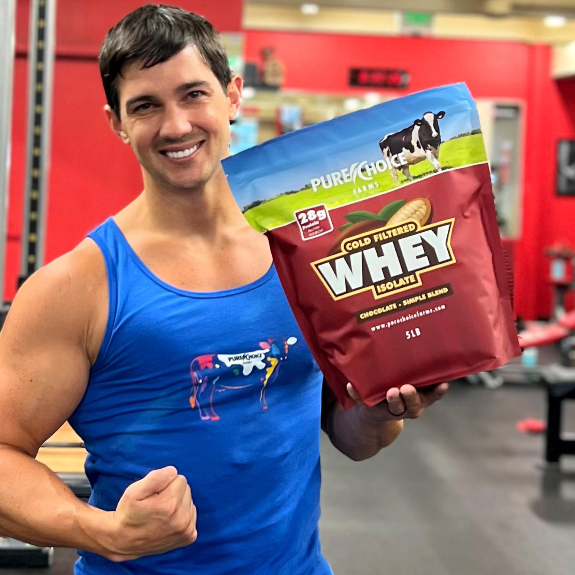 Pure Choice Chocolate Whey Protein Isolate Powder - 28g Protein per Serving, Undenatured Whey, Only 3 Natural Ingredients, No Fillers or Artificial Sweeteners (2 lb) - Perfect for Post-Workout Recovery & Muscle Building