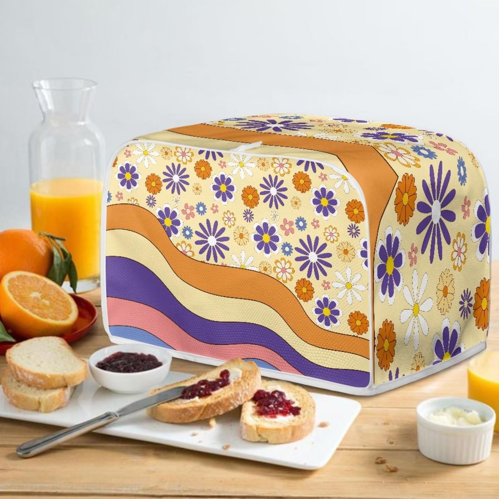Daisy Flower 4-Slice Toaster Cover with Top Hook - Anti-Scratch Kitchen Accessory for Most 4-Slice Toasters - Machine Washable - Perfect Gift for Women - Ideal for Microwave Oven & Kitchen Decor