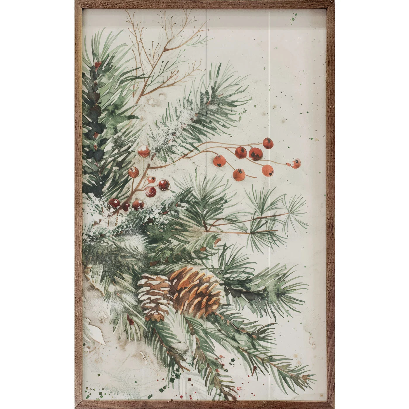 Christmas Wood Framed Print - Holiday Home Decor for Living Room, Bedroom & Office - Rustic Seasonal Wall Art for Festive Decorating