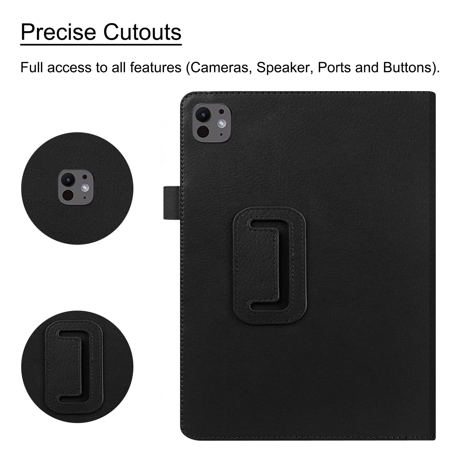 Premium PU Leather Folio Case for iPad Pro 13 Inch M4 (2024) - Protective Stand Cover with Apple Pencil Holder | Compatible with iPad Pro 13-inch M4 2024 Model (A2925/A2926/A3007) | Perfect for Work, Travel & Home Use | Black