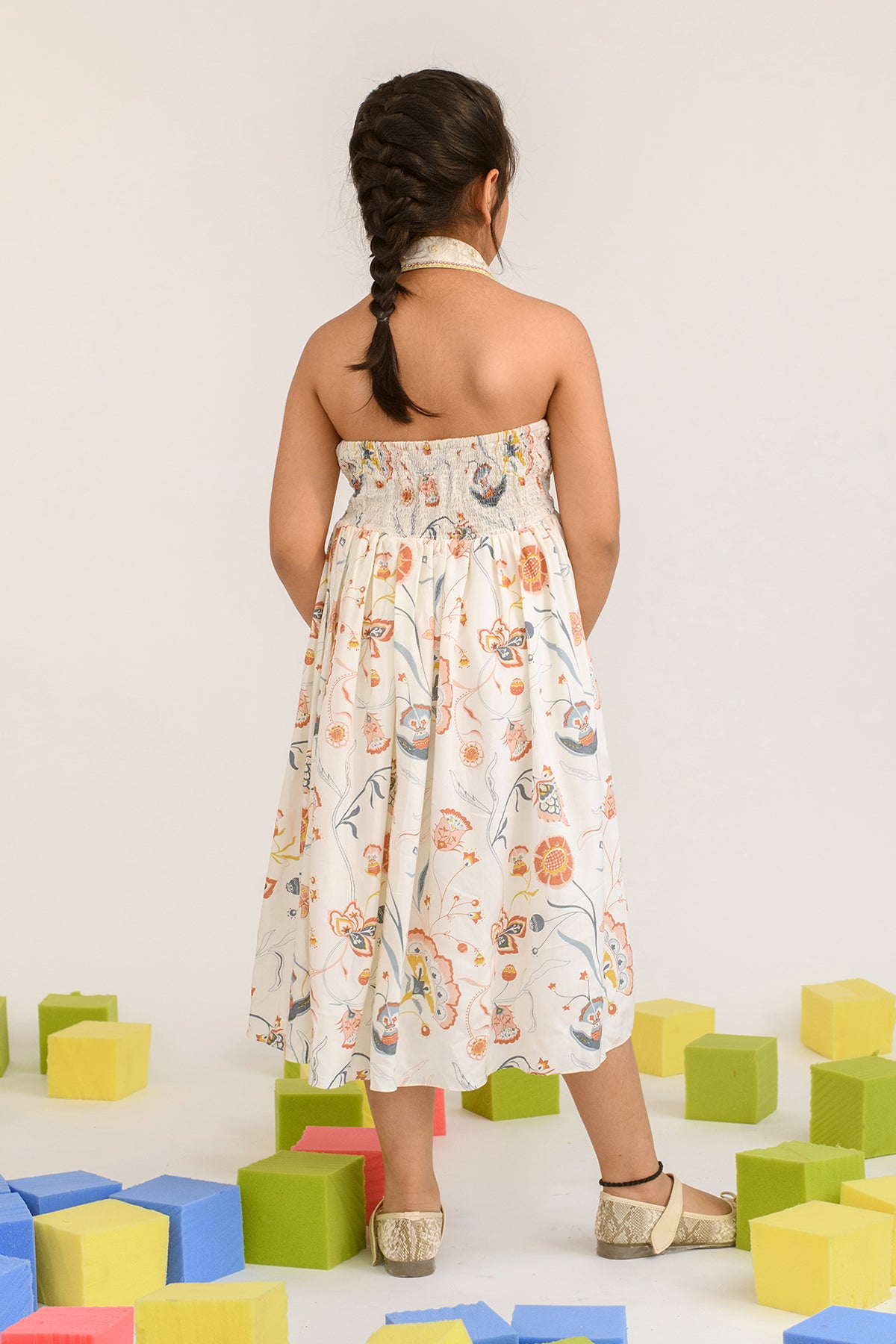Floral Print Embroidered Collar Dress for Girls - Sunset at Lisse Design | Perfect for Spring Outfits, Birthday Parties & Family Photos