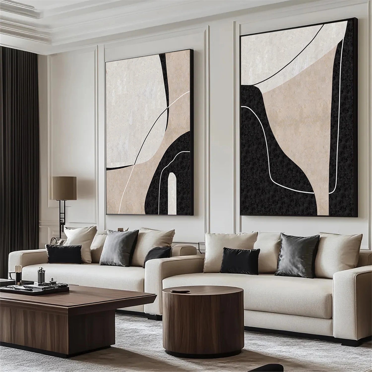Abstract Tranquility Set of 2 Canvas Wall Art - Modern Minimalist Home Decor for Living Room, Bedroom & Office - #WS306