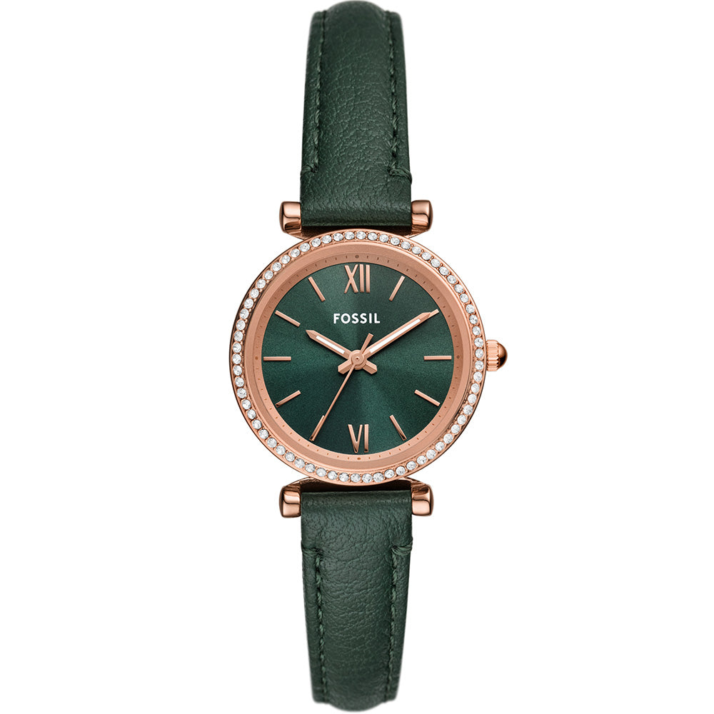 Fossil ES5370 Carlie Stainless Steel Watch for Women - Elegant Analog Dress Watch with Leather Strap - Perfect for Office, Business & Formal Occasions