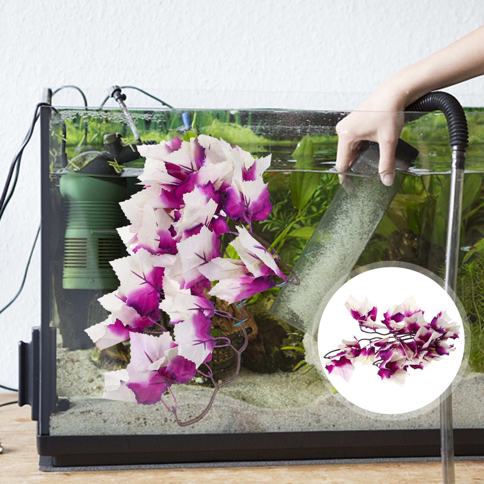 POPETPOP Realistic Reptile Plants for Terrarium - Suction Cup Fake Plants for Aquarium & Reptile Habitat (Lizard, Snake, Gecko) - Perfect for Terrarium Decor, Vivarium Setup & Reptile Enrichment